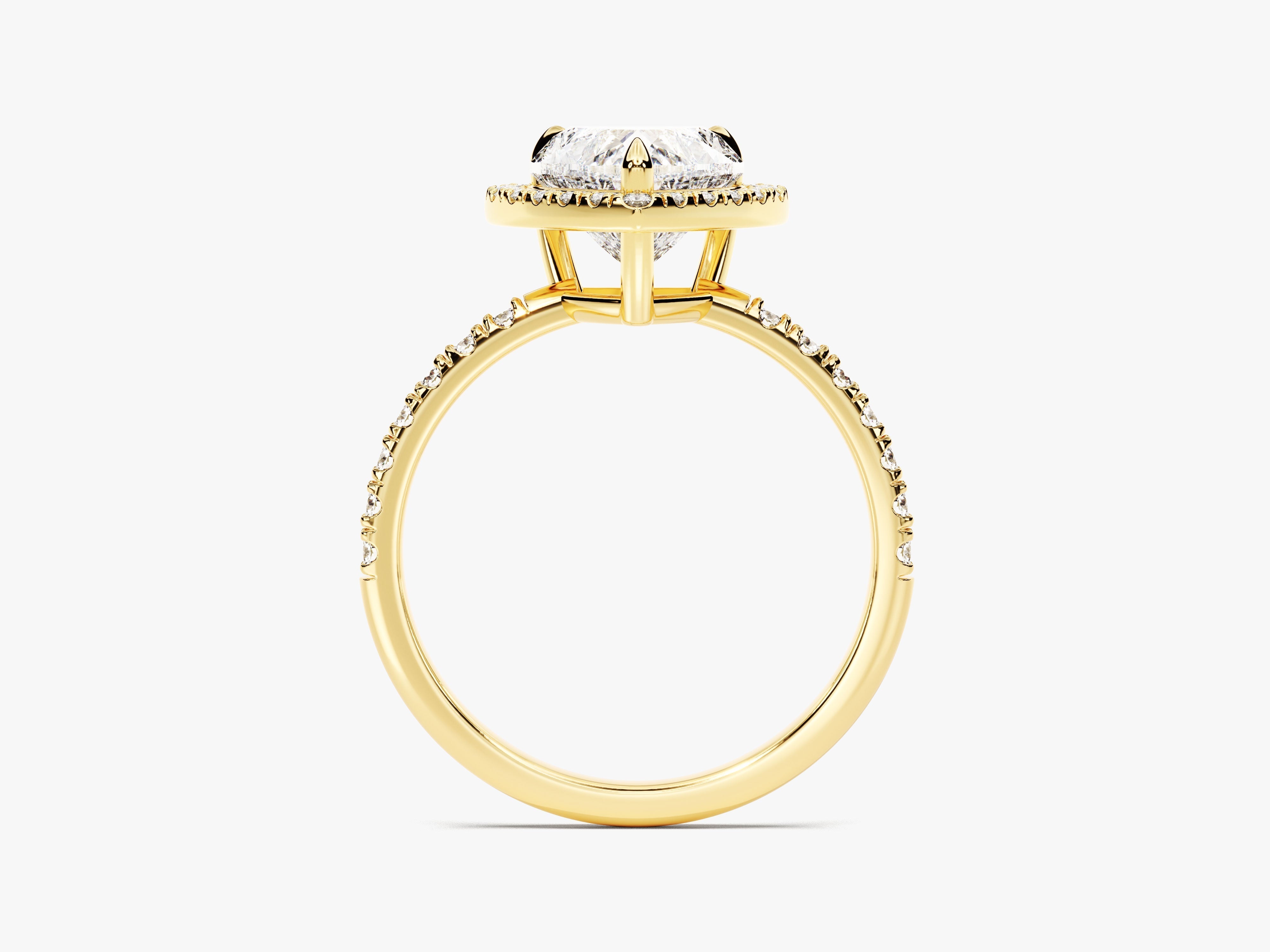 Moissanit Verlobungsring im Herzschliff Halo mit Pave-Seitensteinen (1.50 CT)