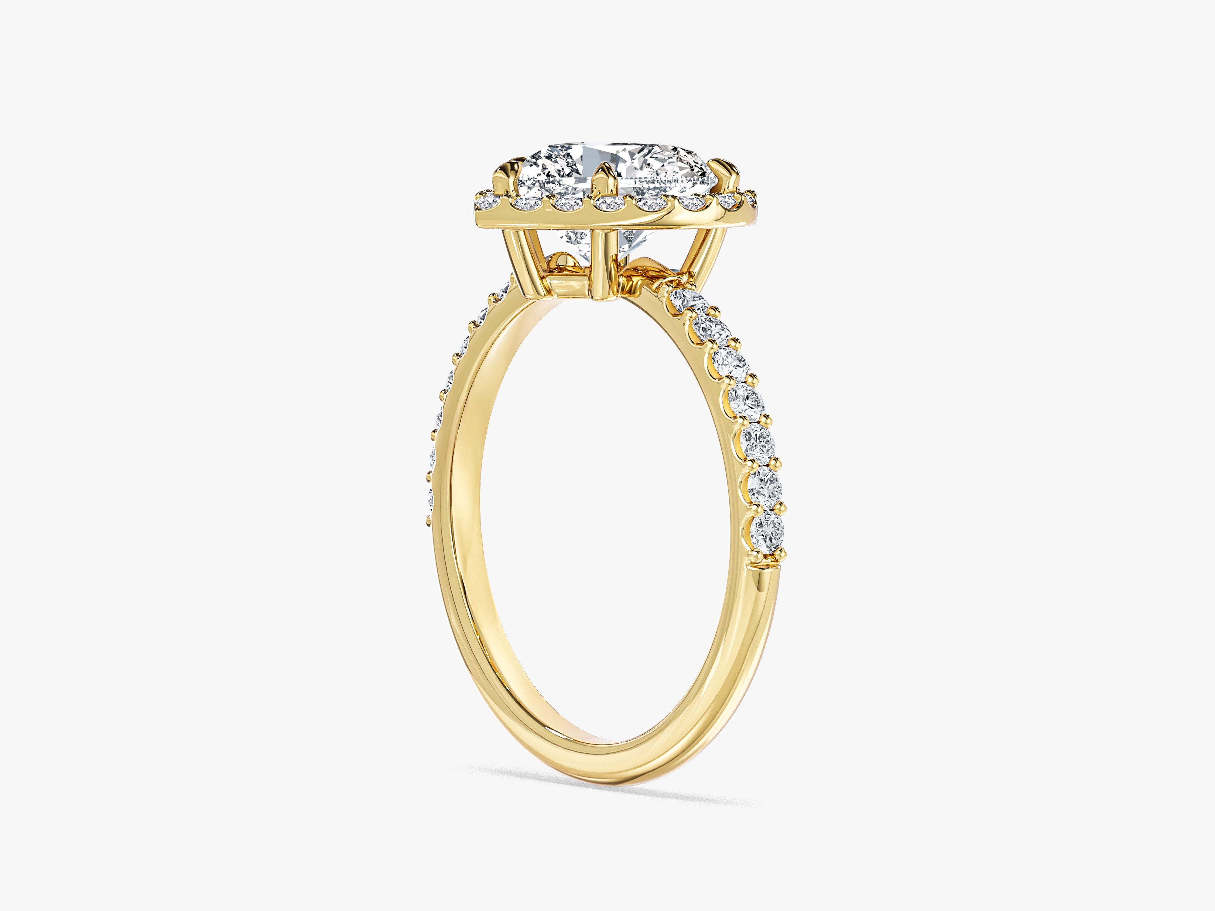Moissanit Verlobungsring im Herzschliff Halo mit Pave-Seitensteinen (1,50 CT)