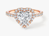 Heart Halo Lab Grown Diamond Engagement Ring with Pave Set Side Stones (1.50 CT)