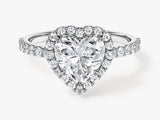Heart Halo Lab Grown Diamond Engagement Ring with Pave Set Side Stones (1.50 CT)