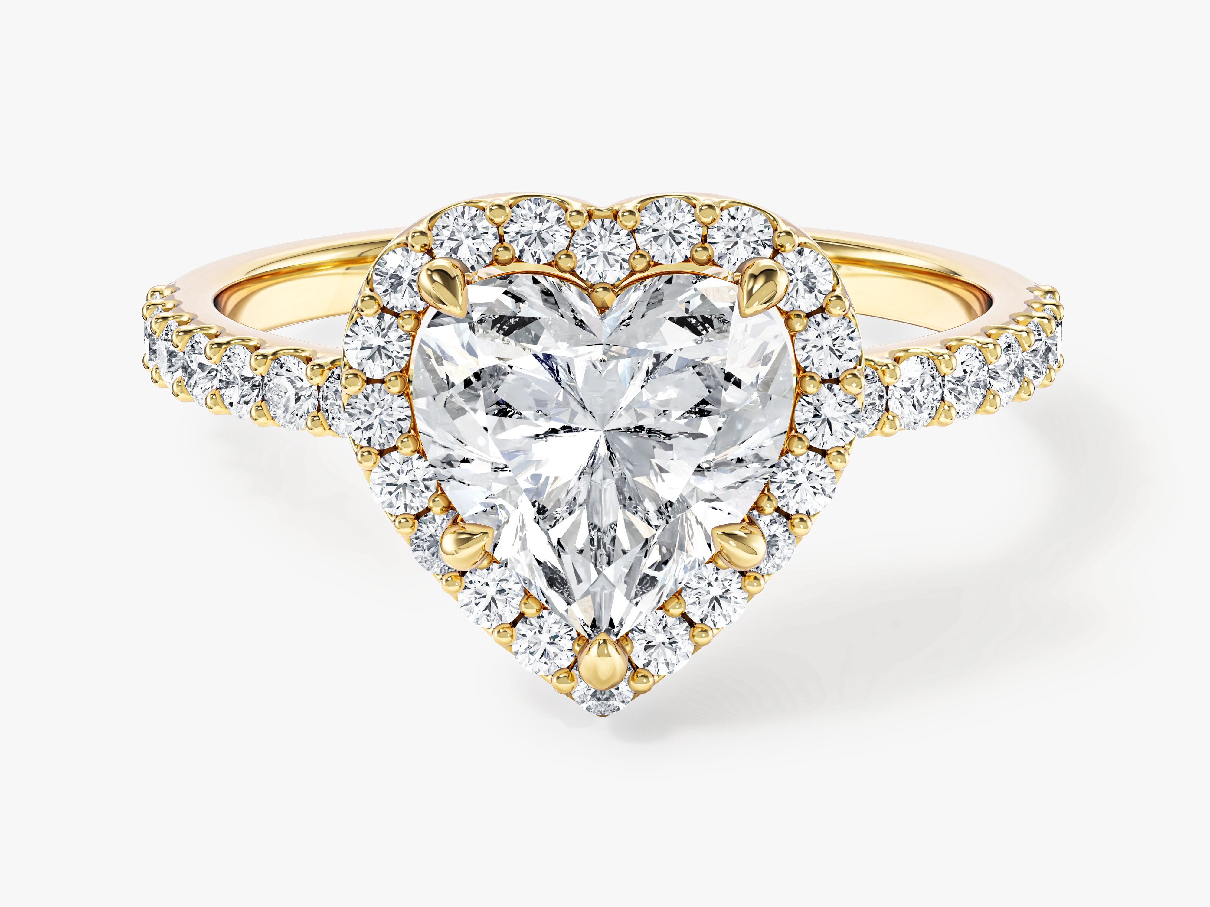 Moissanit Verlobungsring im Herzschliff Halo mit Pave-Seitensteinen (1,50 CT)