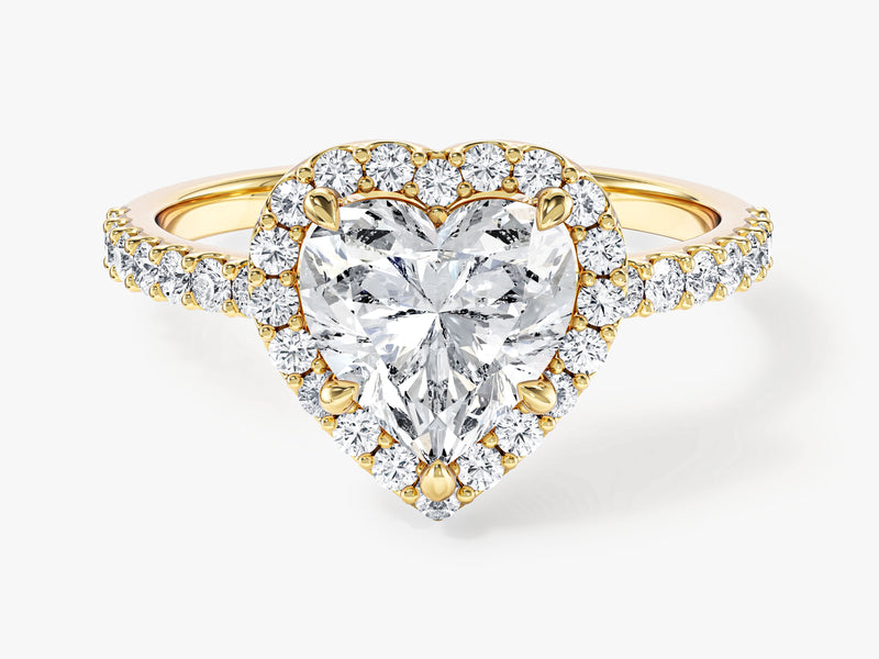 Moissanit Verlobungsring im Herzschliff Halo mit Pave-Seitensteinen (1,50 CT)