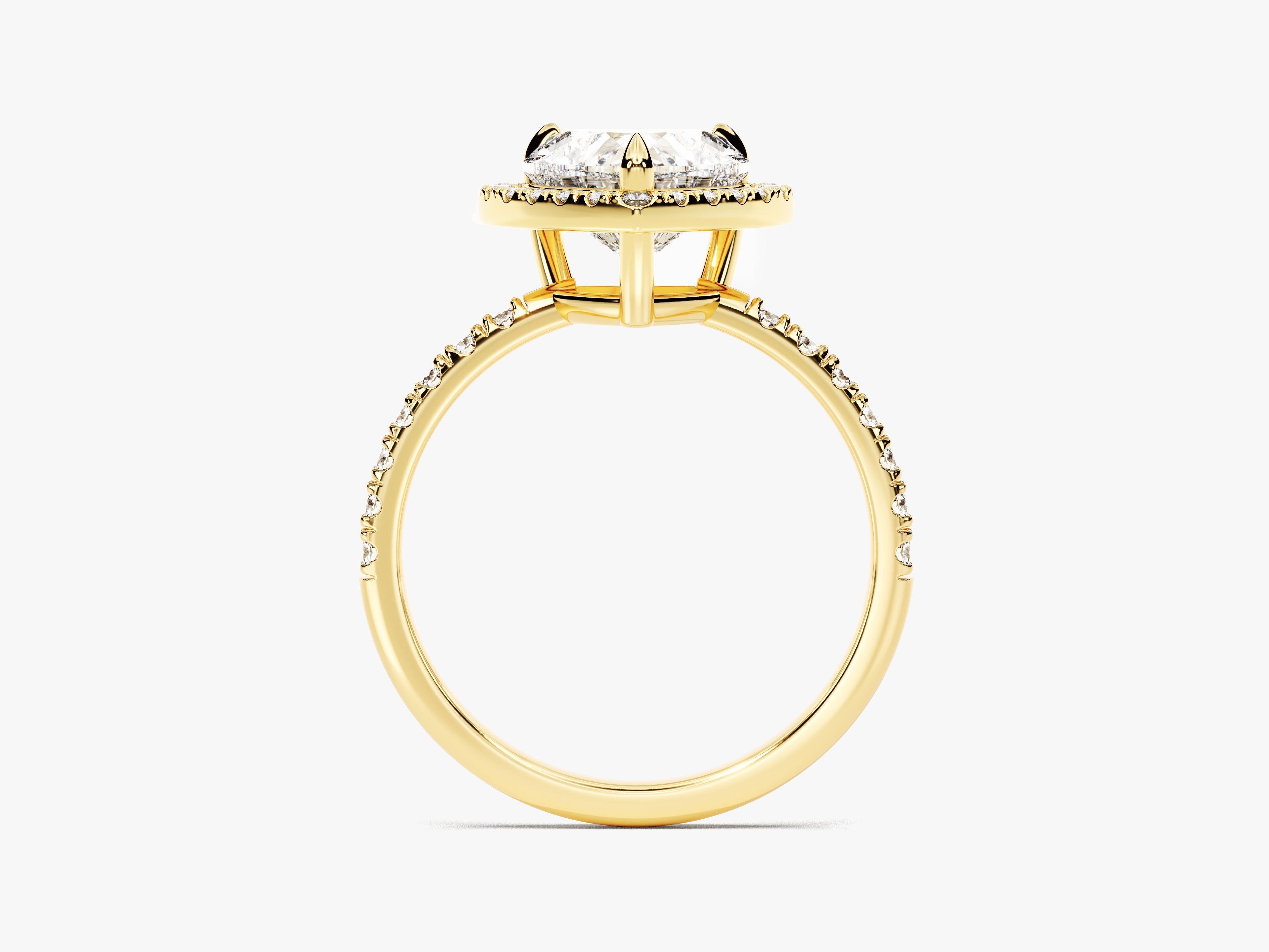 Moissanit Verlobungsring im Herzschliff Halo mit Pave-Seitensteinen (2.00 CT)