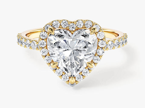Heart Halo Moissanite Engagement Ring with Pave Set Side Stones (2.00 CT)