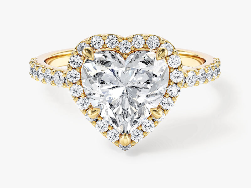 Labordiamant Verlobungsring im Herzschliff Halo mit Pave-Seitensteinen (2.00 CT)
