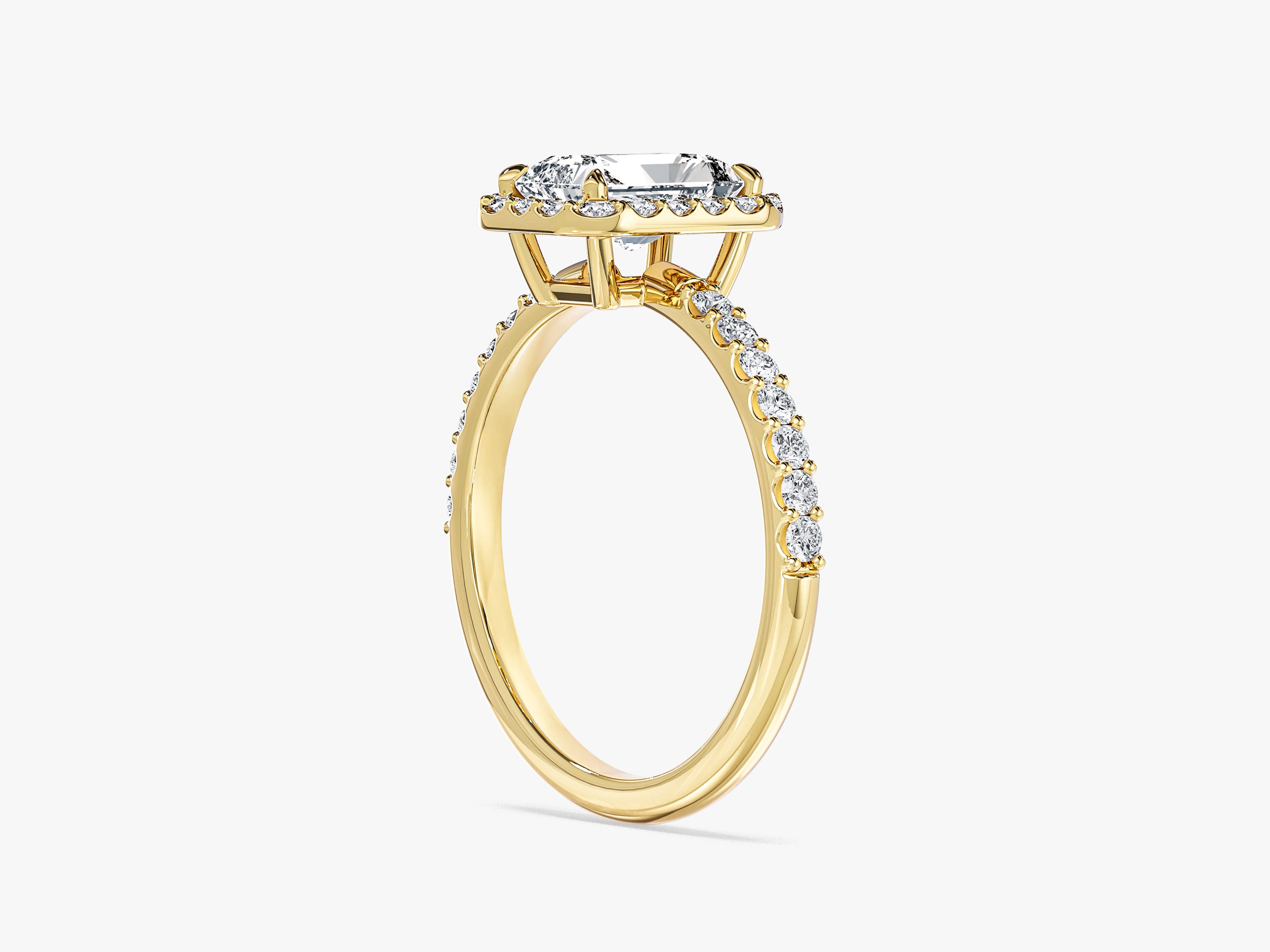 Radiant Halo Lab Grown Diamond Engagement Ring with Pave Set Side Stones (1.00 CT)