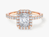 Radiant Halo Lab Grown Diamond Engagement Ring with Pave Set Side Stones (1.00 CT)