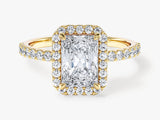 Radiant Halo Lab Grown Diamond Engagement Ring with Pave Set Side Stones (1.50 CT)