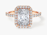 Radiant Halo Lab Grown Diamond Engagement Ring with Pave Set Side Stones (2.00 CT)
