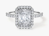 Radiant Halo Lab Grown Diamond Engagement Ring with Pave Set Side Stones (2.00 CT)