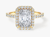 Radiant Halo Lab Grown Diamond Engagement Ring with Pave Set Side Stones (2.00 CT)