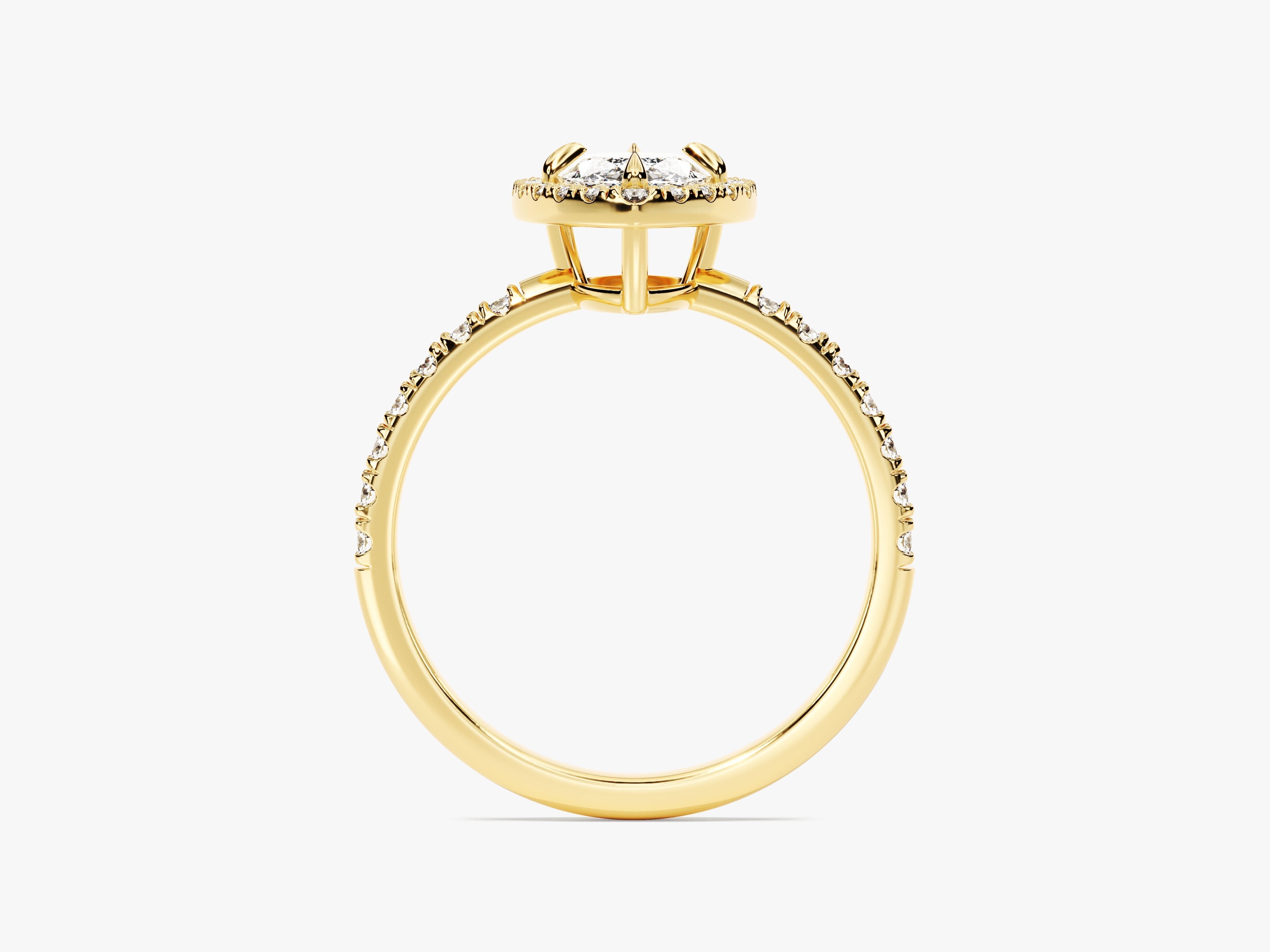 Labordiamant Verlobungsring im Marquiseschliff Halo mit Pave-Seitensteinen (1.00 CT)