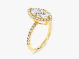 Moissanit Verlobungsring im Marquiseschliff Halo mit Pave-Seitensteinen (1.50 CT)