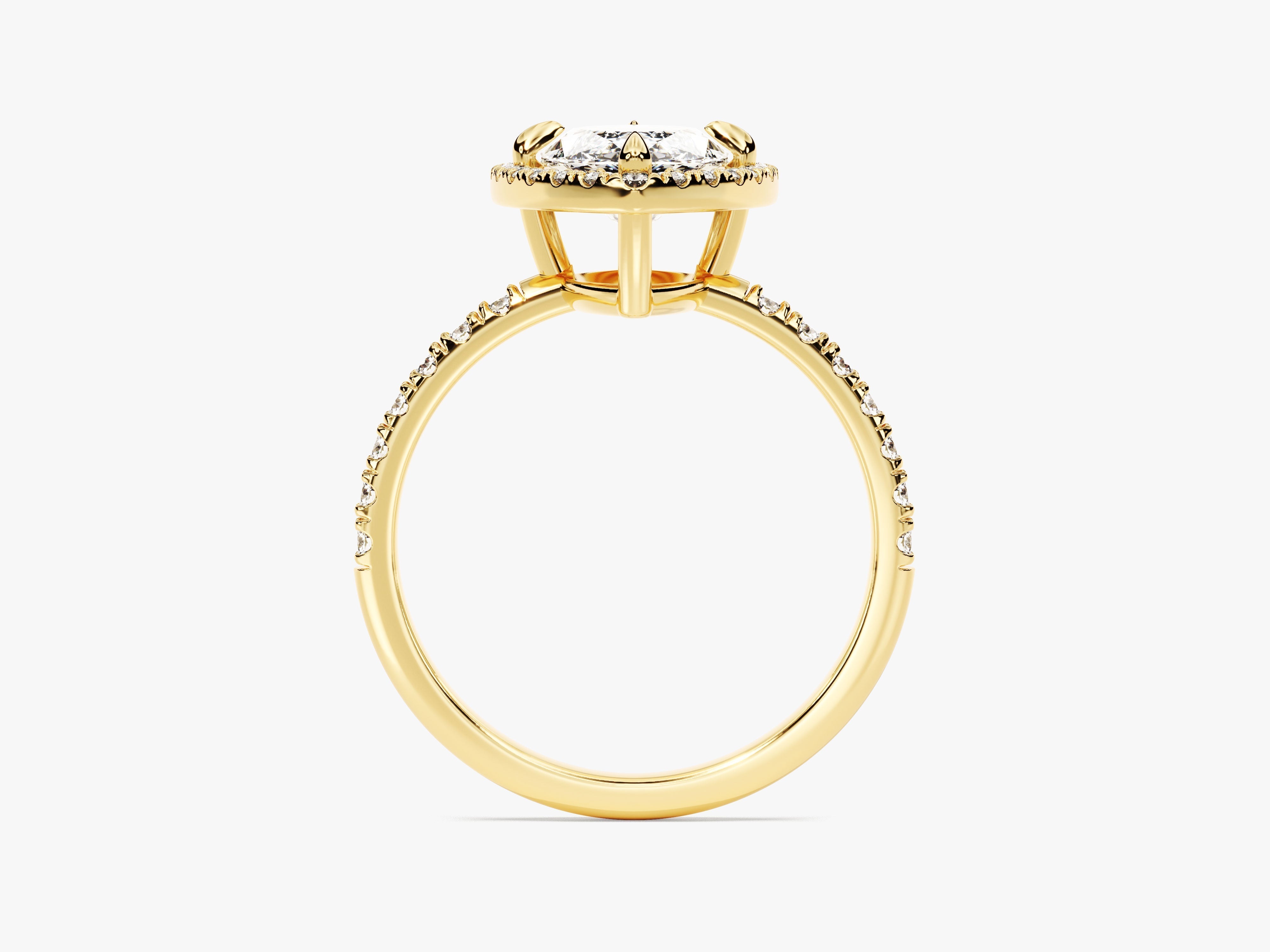 Moissanit Verlobungsring im Marquiseschliff Halo mit Pave-Seitensteinen (2.00 CT)