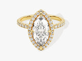 Labordiamant Verlobungsring im Marquiseschliff Halo mit Pave-Seitensteinen (2.00 CT)
