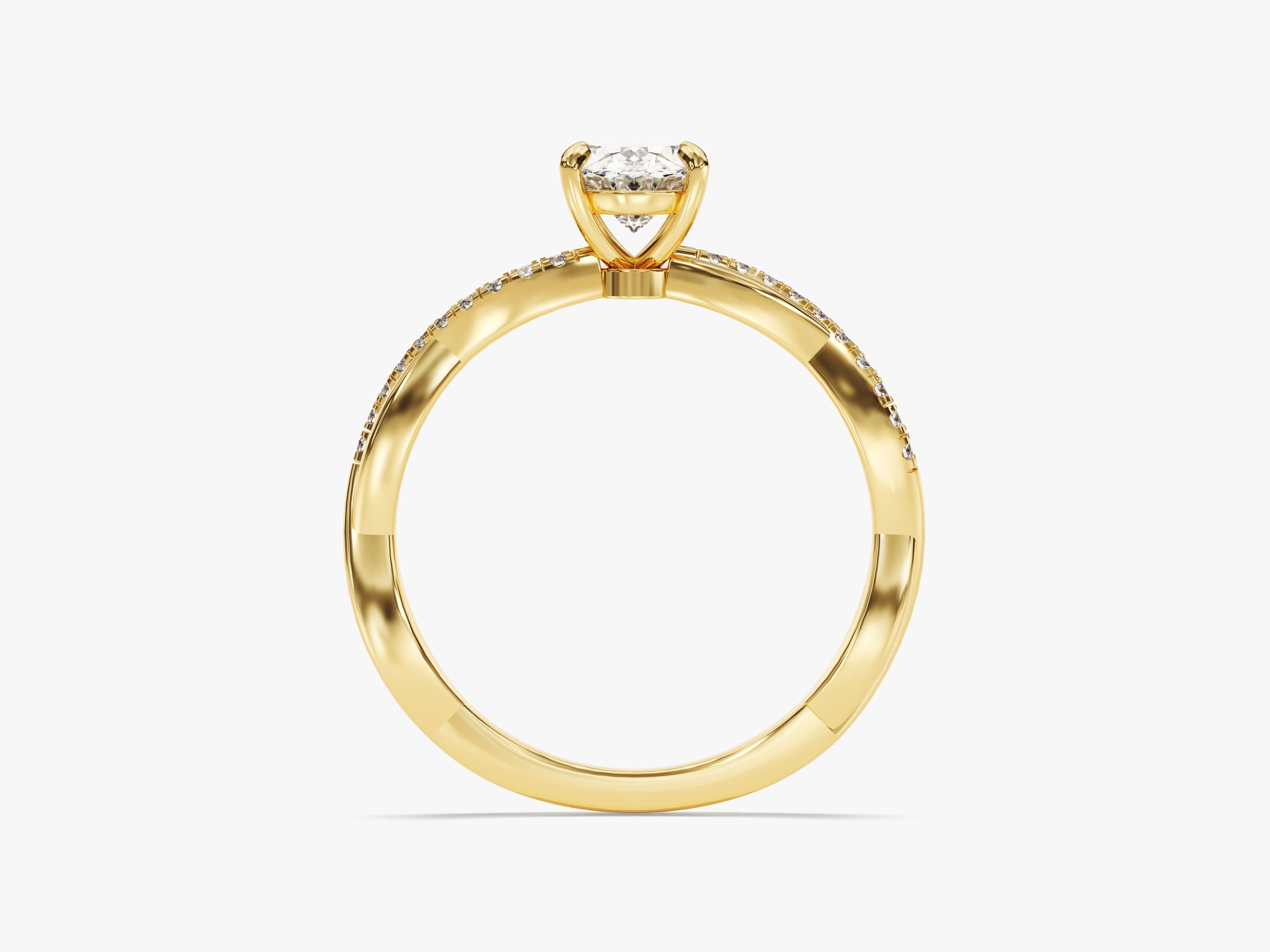 Twist Moissanit Verlobungsring im Ovalschliff mit Seitensteinen (1.00 CT)