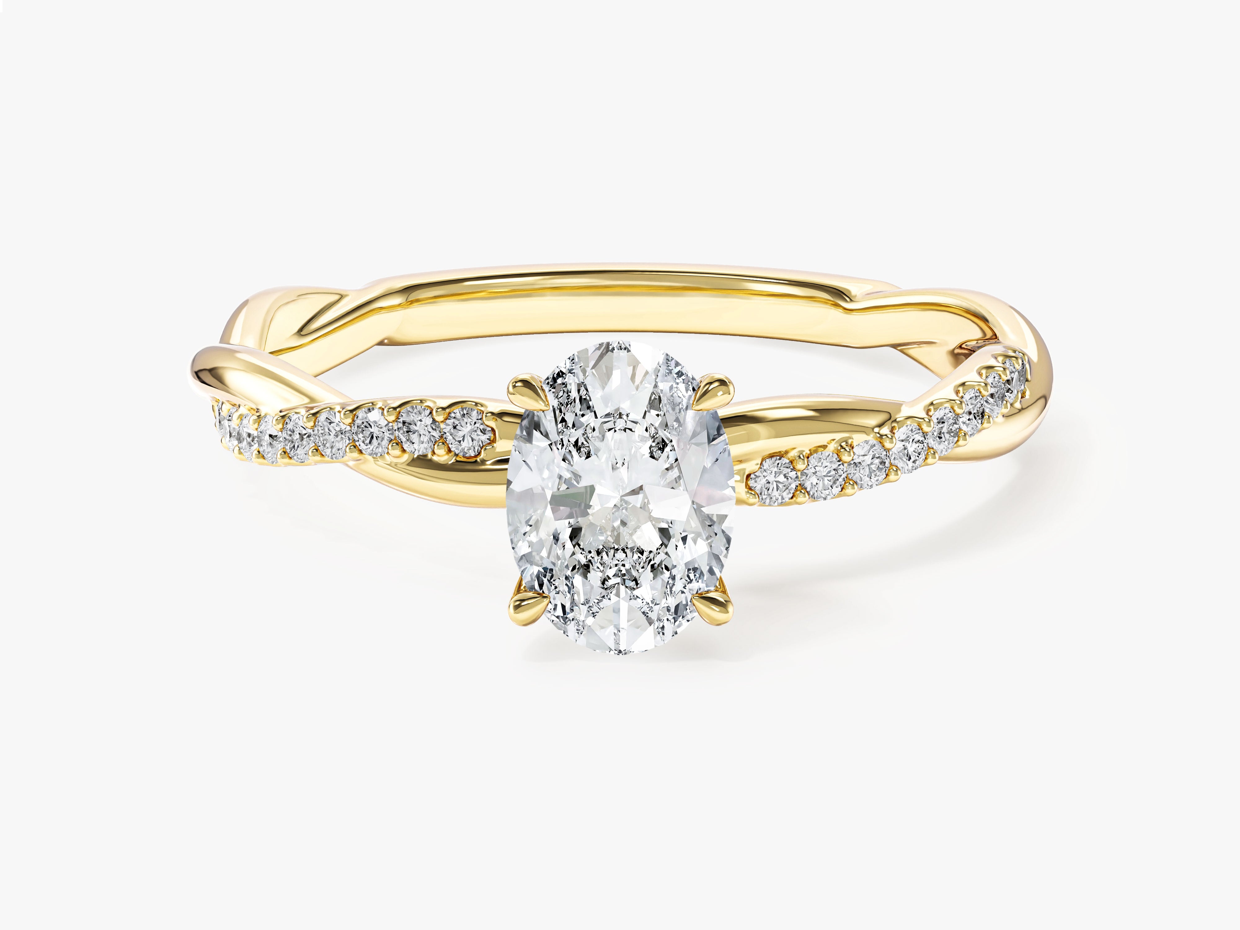 Twist Moissanit Verlobungsring im Ovalschliff mit Seitensteinen (1,00 CT)