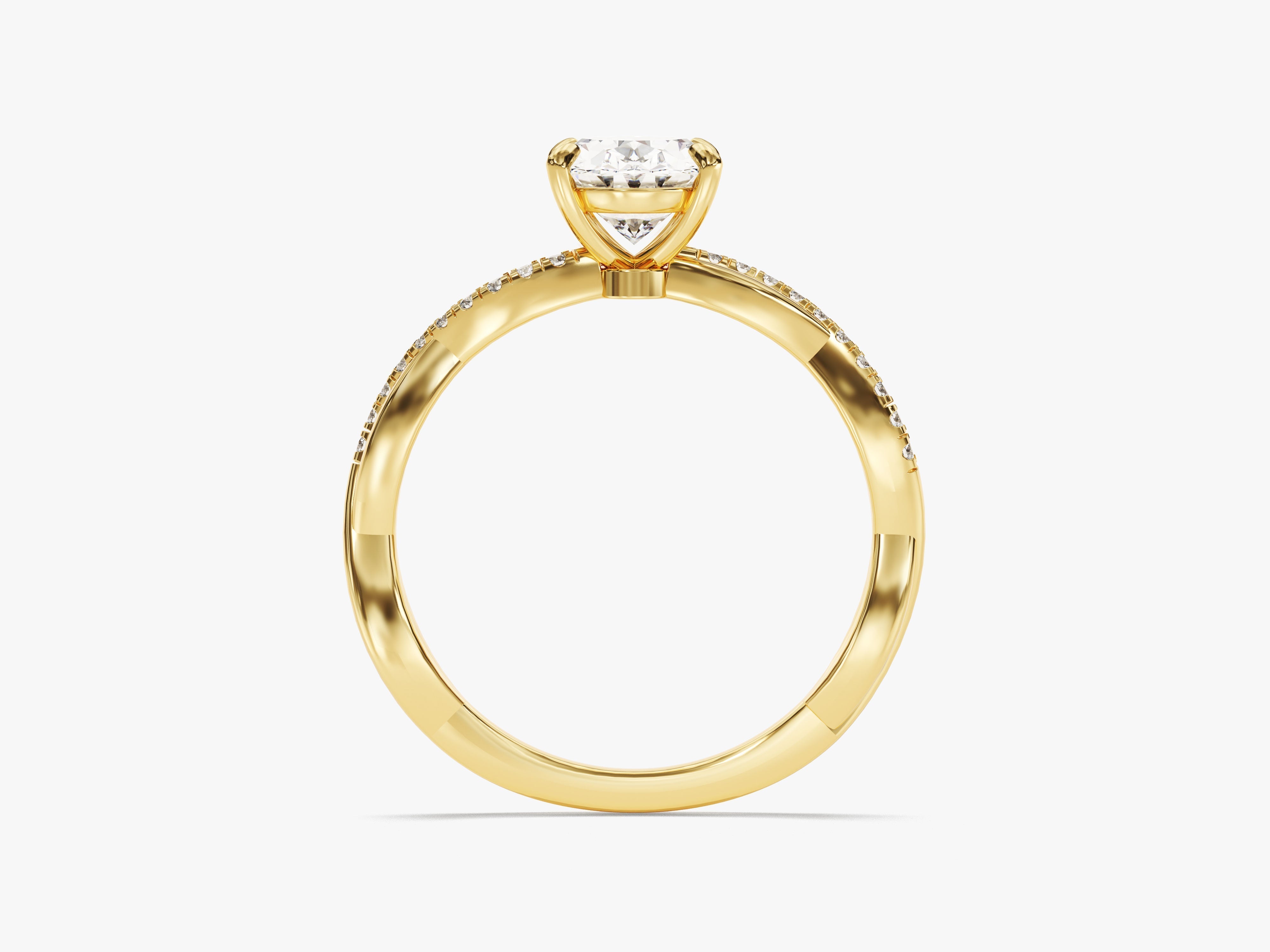 Twist Moissanit Verlobungsring im Ovalschliff mit Seitensteinen (1.50 CT)