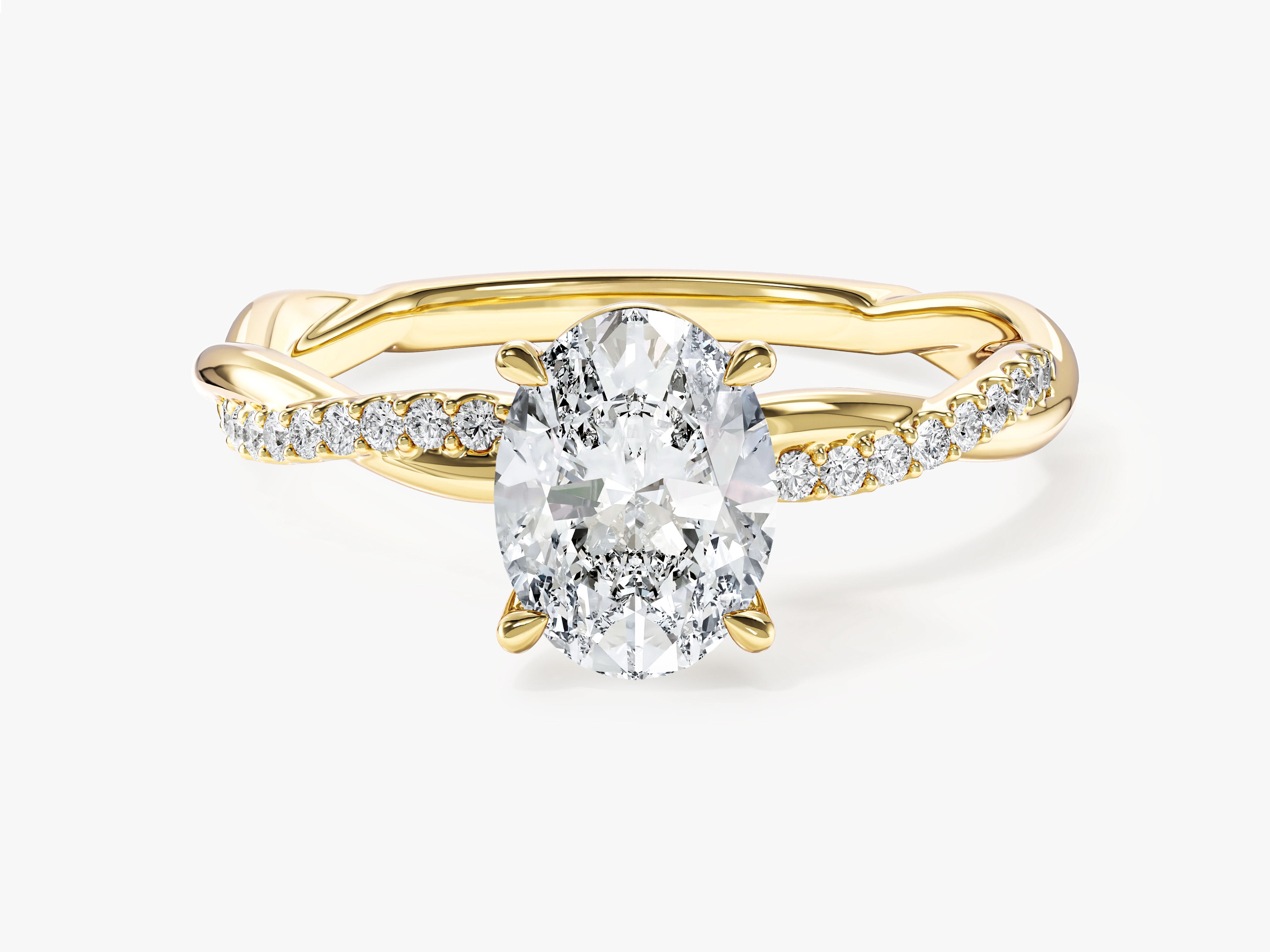 Twist Moissanit Verlobungsring im Ovalschliff mit Seitensteinen (1,50 CT)