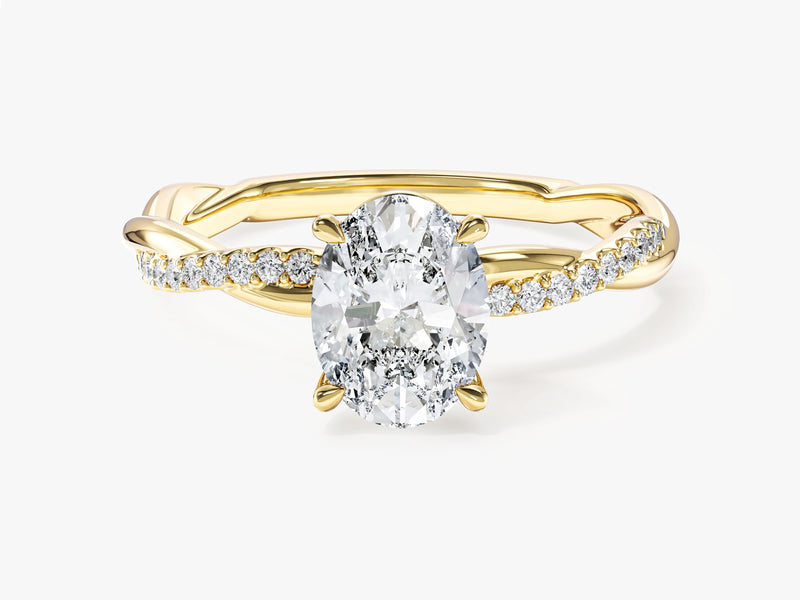 Twist Moissanit Verlobungsring im Ovalschliff mit Seitensteinen (1,50 CT)