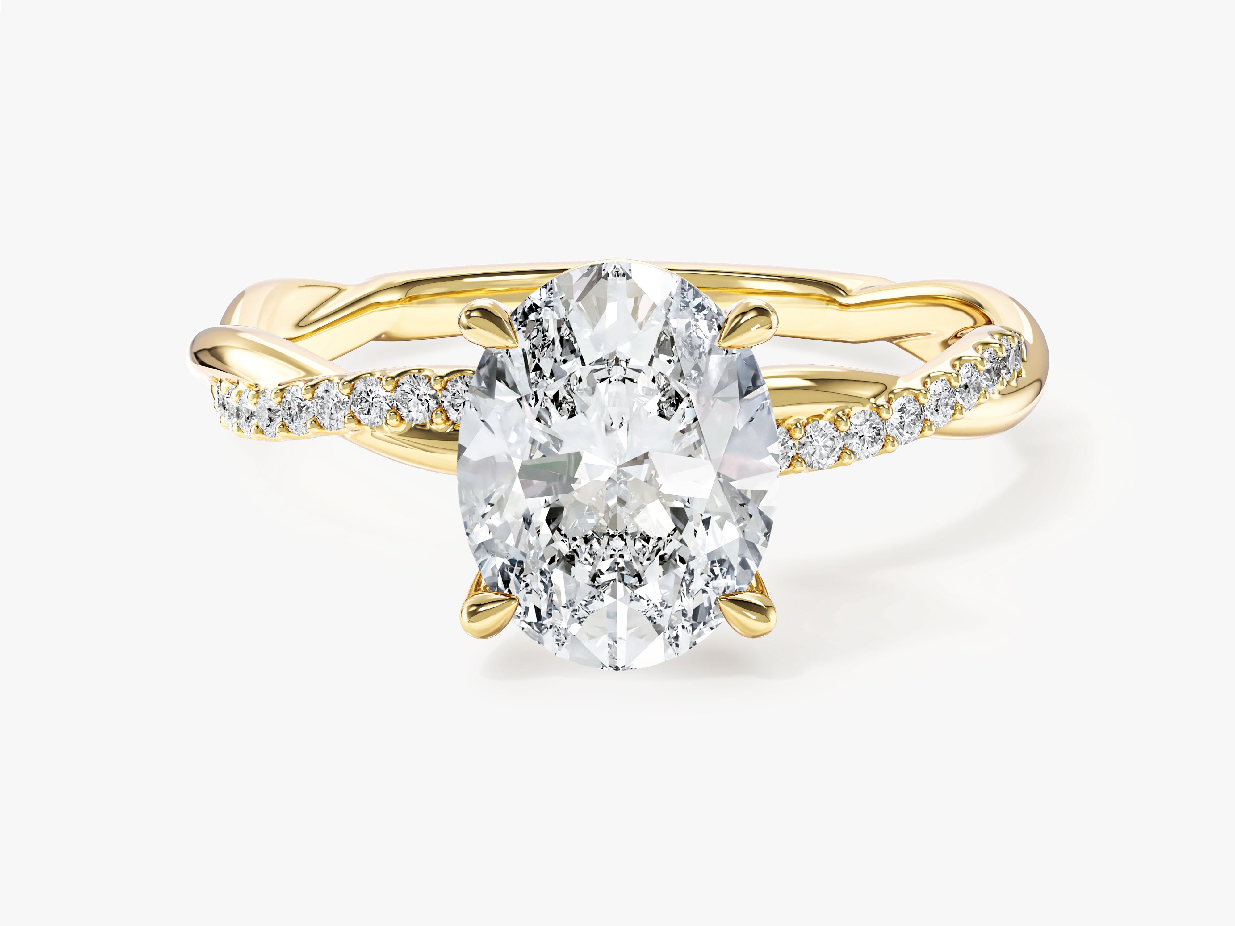Twist Labordiamant Verlobungsring im Ovalschliff mit Seitensteinen (2.00 CT)