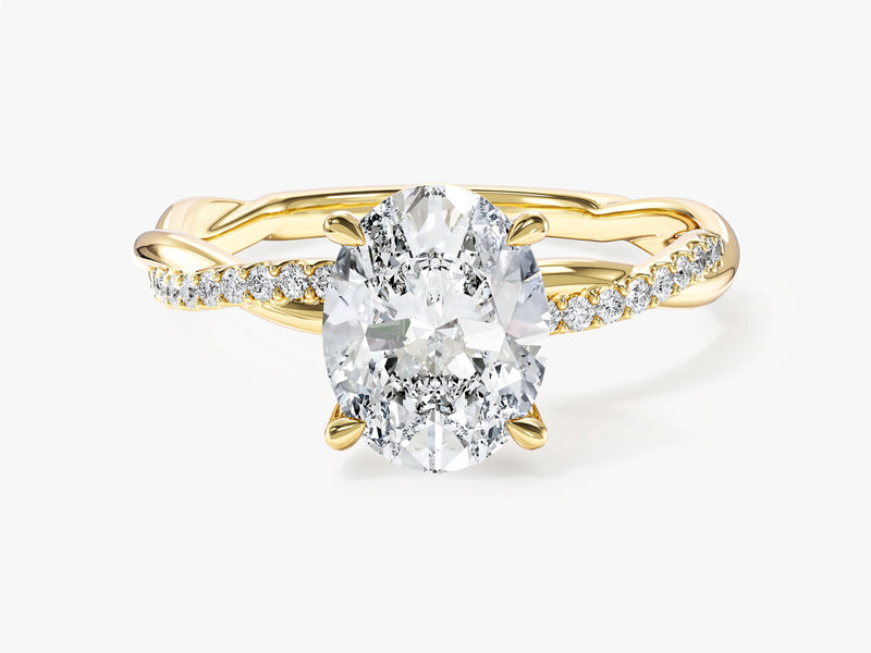 Twist Labordiamant Verlobungsring im Ovalschliff mit Seitensteinen (2.00 CT)