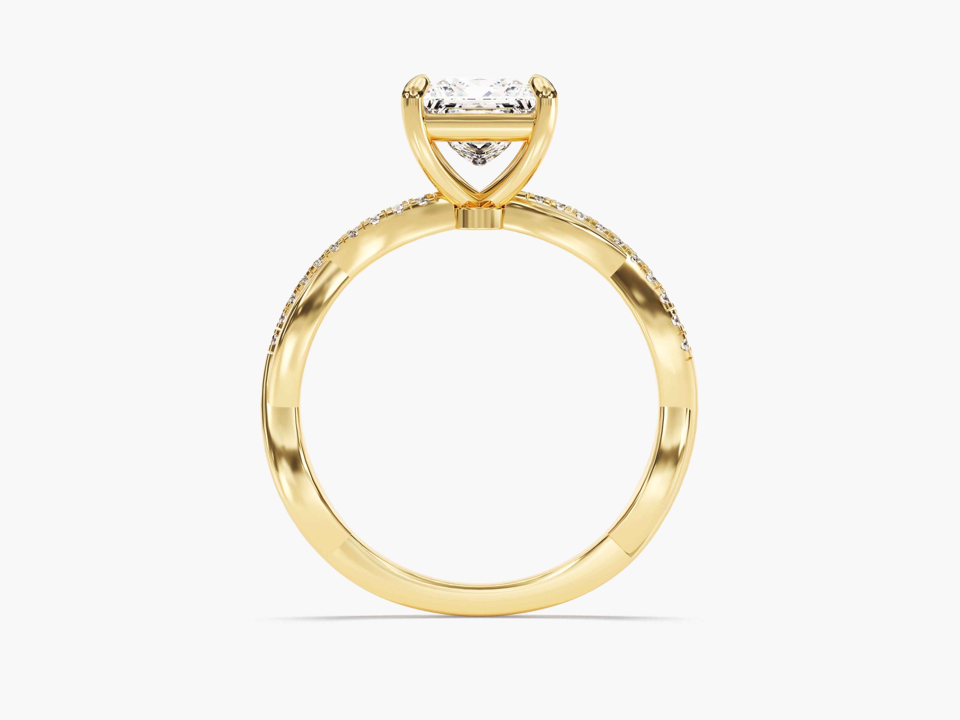 Twist Labordiamant Verlobungsring im Prinzessschliff mit Seitensteinen (1.00 CT)