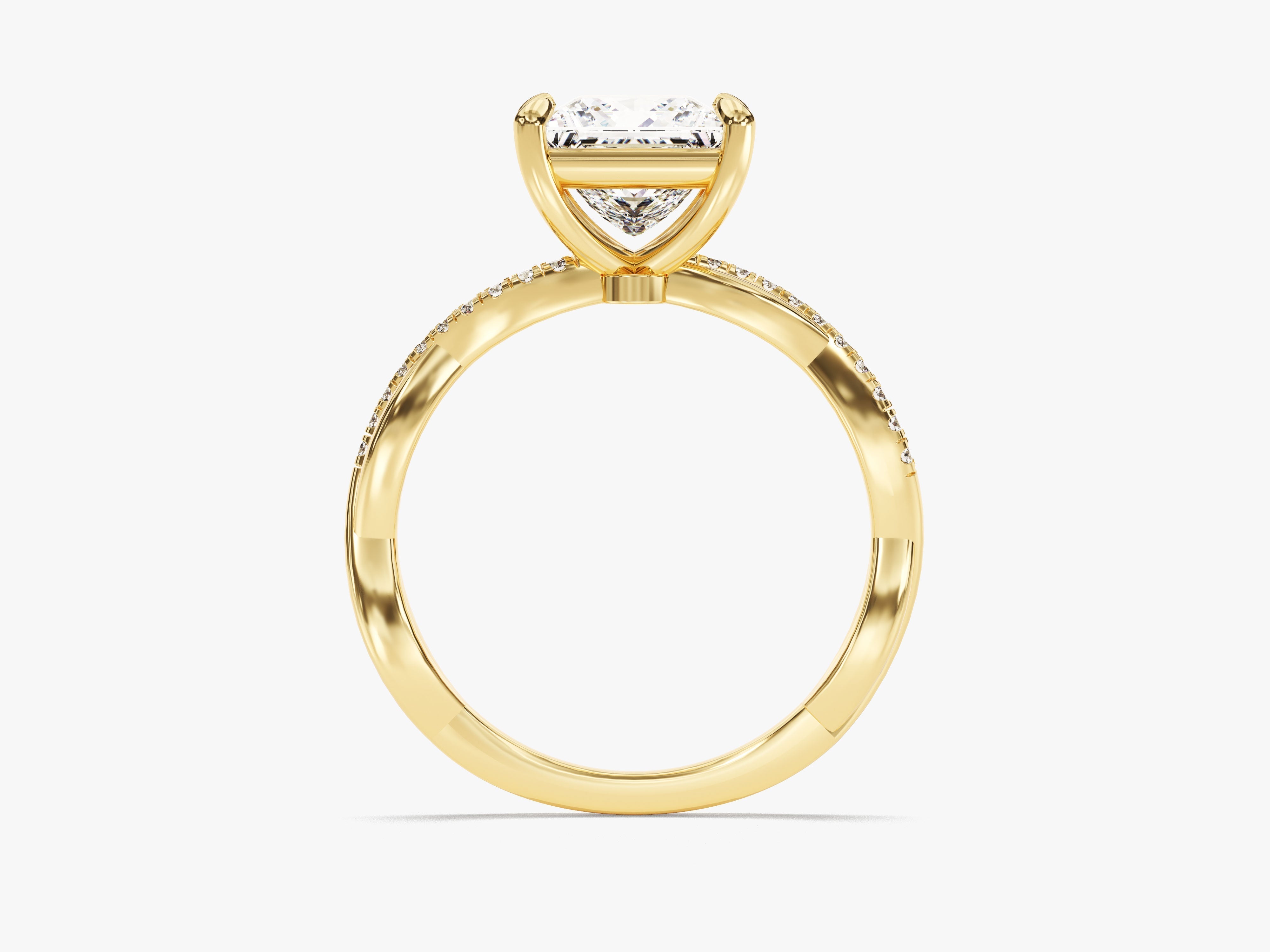 Twist Labordiamant Verlobungsring im Prinzessschliff mit Seitensteinen (1.50 CT)