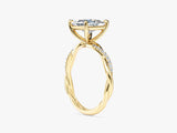 Twist Moissanit Verlobungsring im Prinzessschliff mit Seitensteinen (2,00 CT)