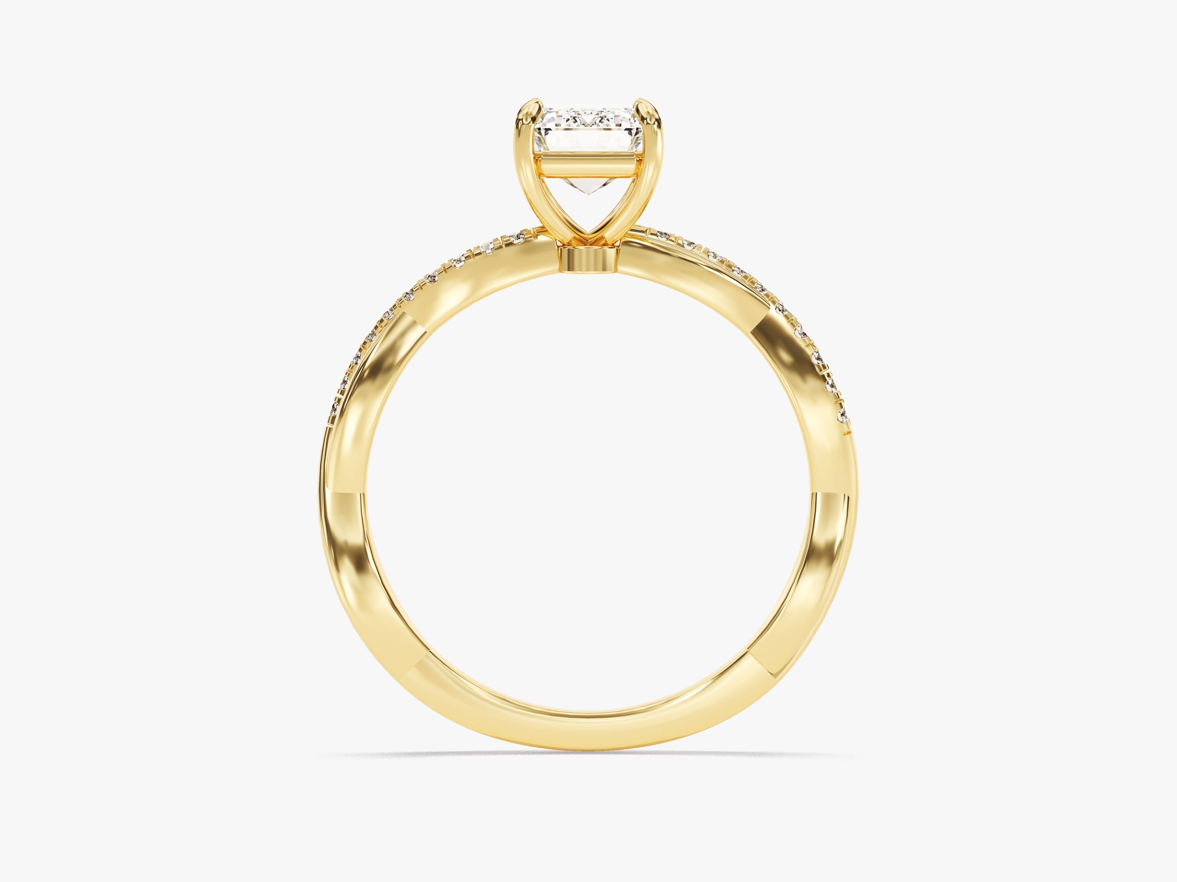 Twist Moissanit Verlobungsring im Smaragdschliff mit Seitensteinen (1.00 CT)