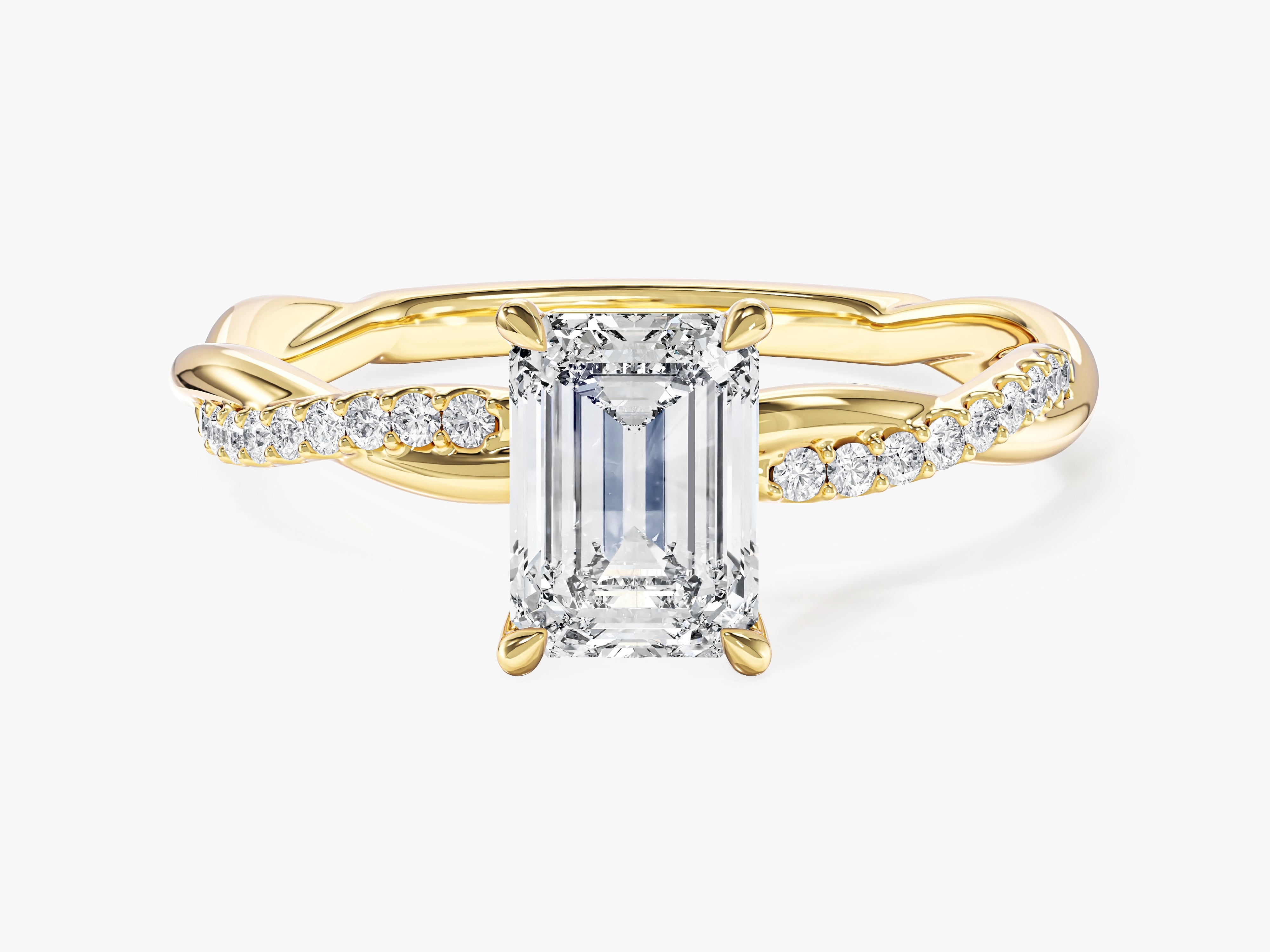 Twist Labordiamant Verlobungsring im Smaragdschliff mit Seitensteinen (1.00 CT)