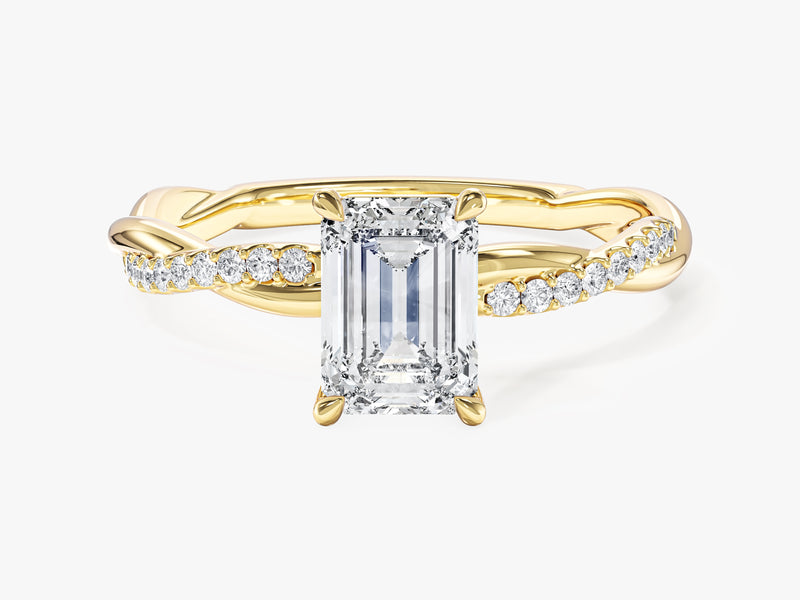 Twist Labordiamant Verlobungsring im Smaragdschliff mit Seitensteinen (1.00 CT)