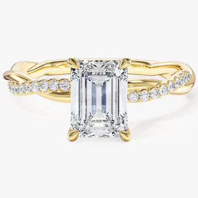 Twist Labordiamant Verlobungsring im Smaragdschliff mit Seitensteinen (1.50 CT)