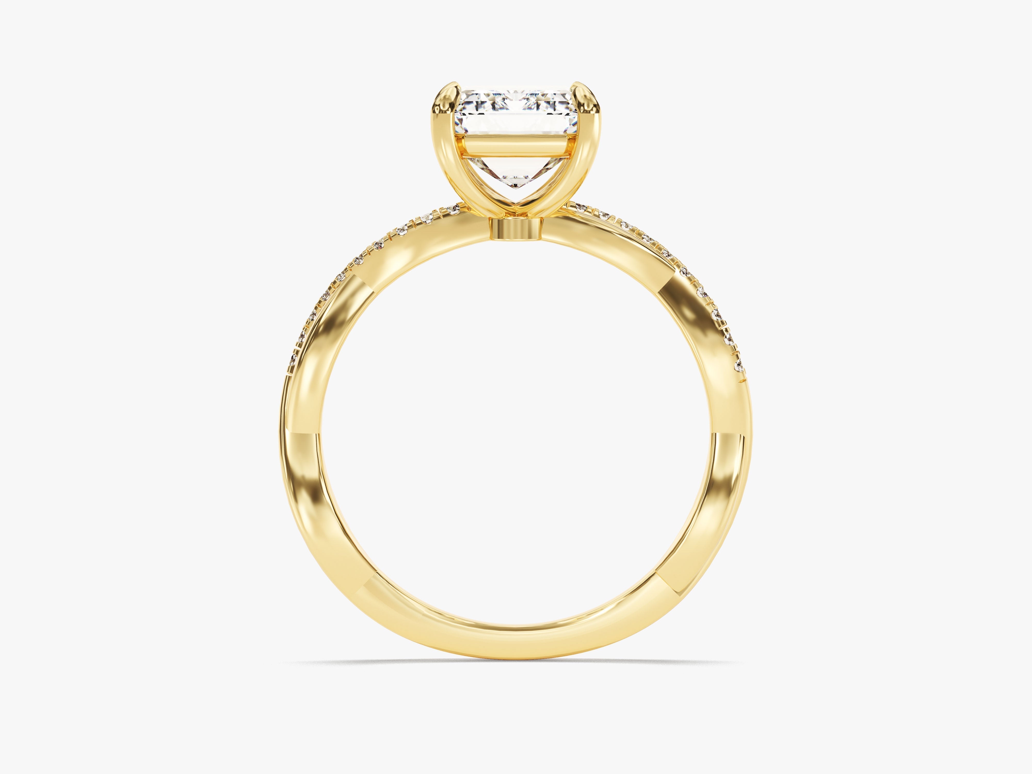 Twist Labordiamant Verlobungsring im Smaragdschliff mit Seitensteinen (2.00 CT)