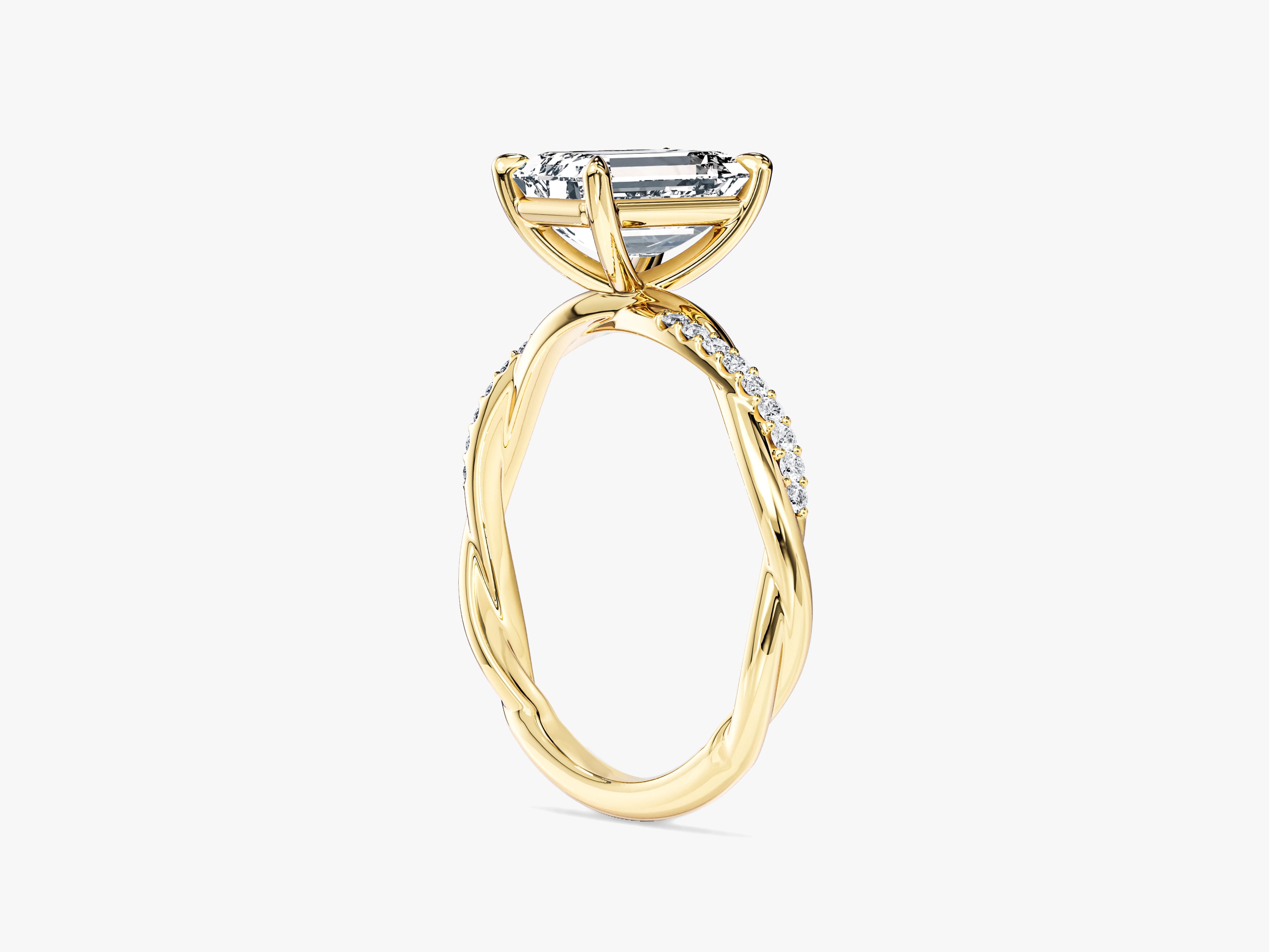 Twist Moissanit Verlobungsring im Smaragdschliff mit Seitensteinen (2,00 CT)