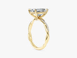 Emerald Twisted Lab Grown Diamond Engagement Ring with Pave Set Side Stones (3.00 CT)
