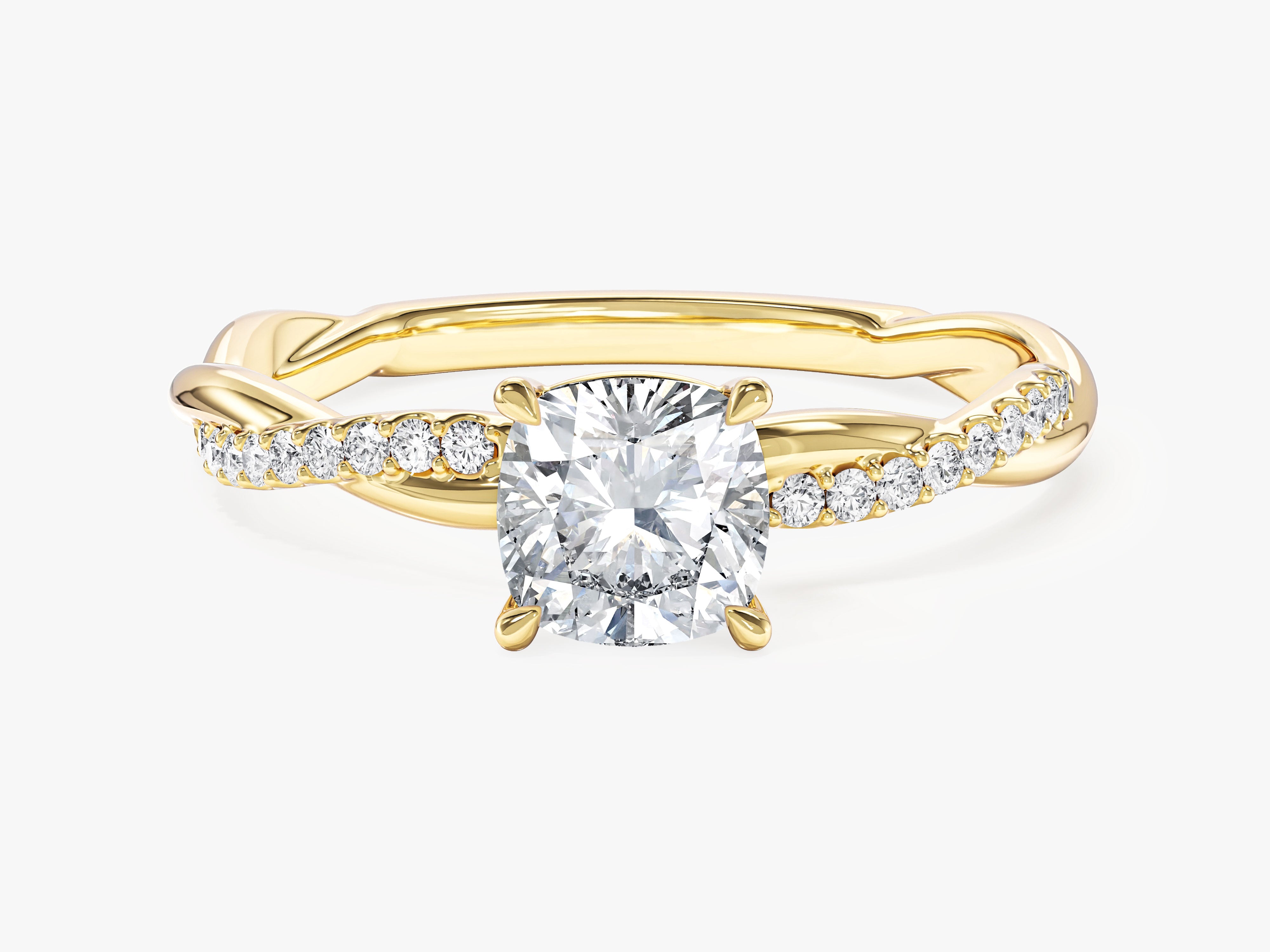 Twist Labordiamant Verlobungsring im Kissenschliff mit Seitensteinen (1.00 CT)