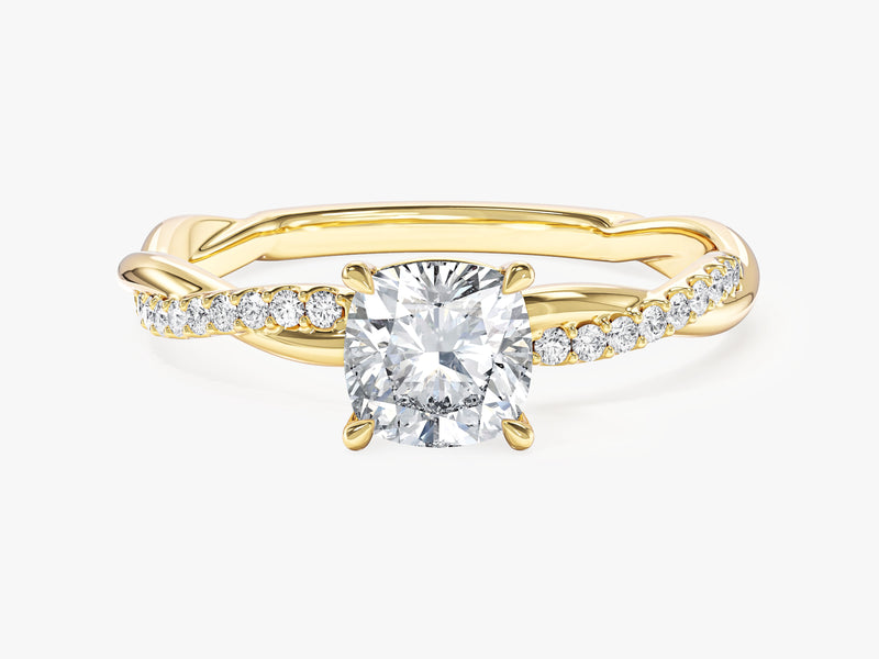 Twist Labordiamant Verlobungsring im Kissenschliff mit Seitensteinen (1.00 CT)