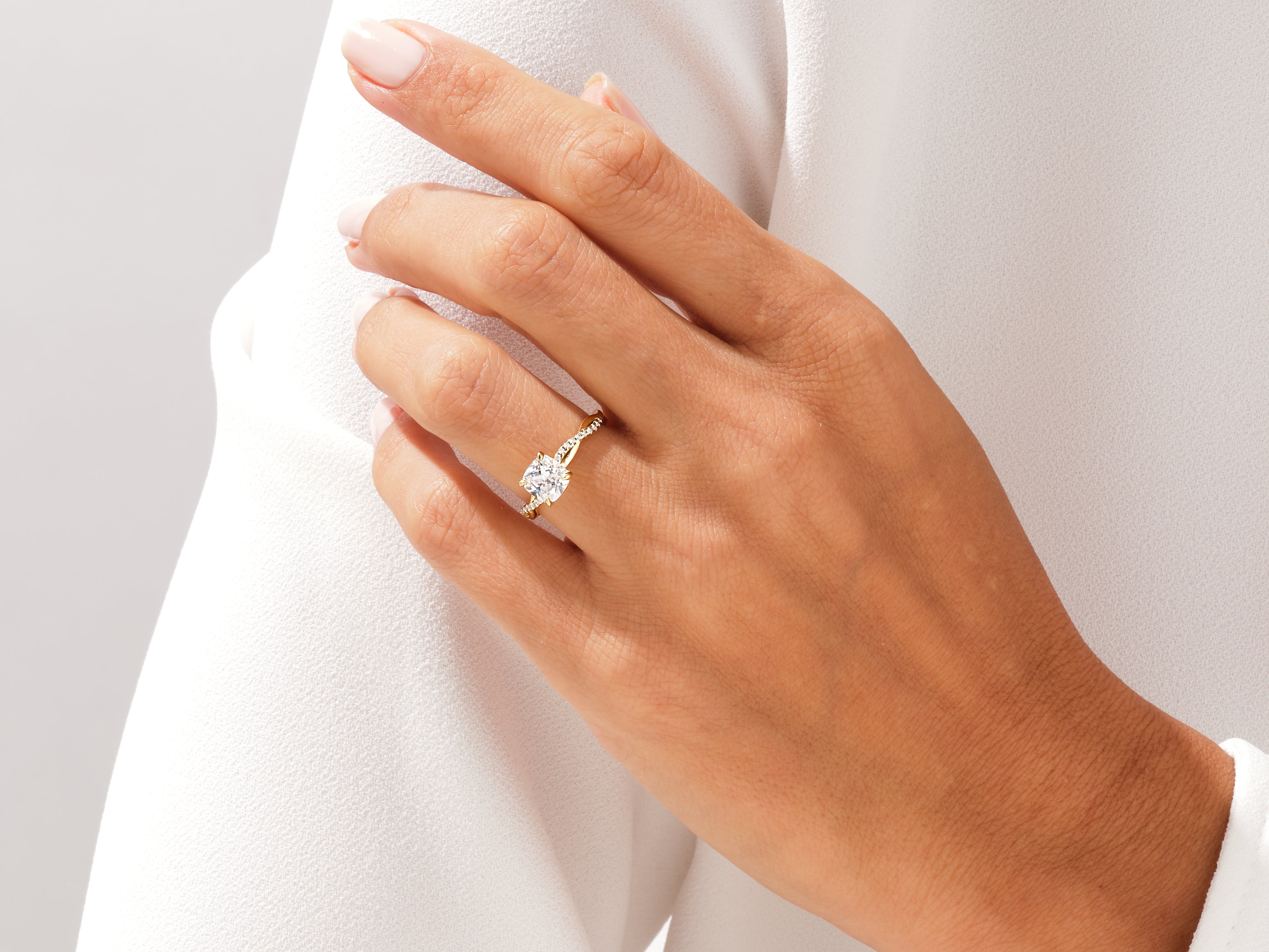 Diamond engagement ring on a woman's hand, jewelry