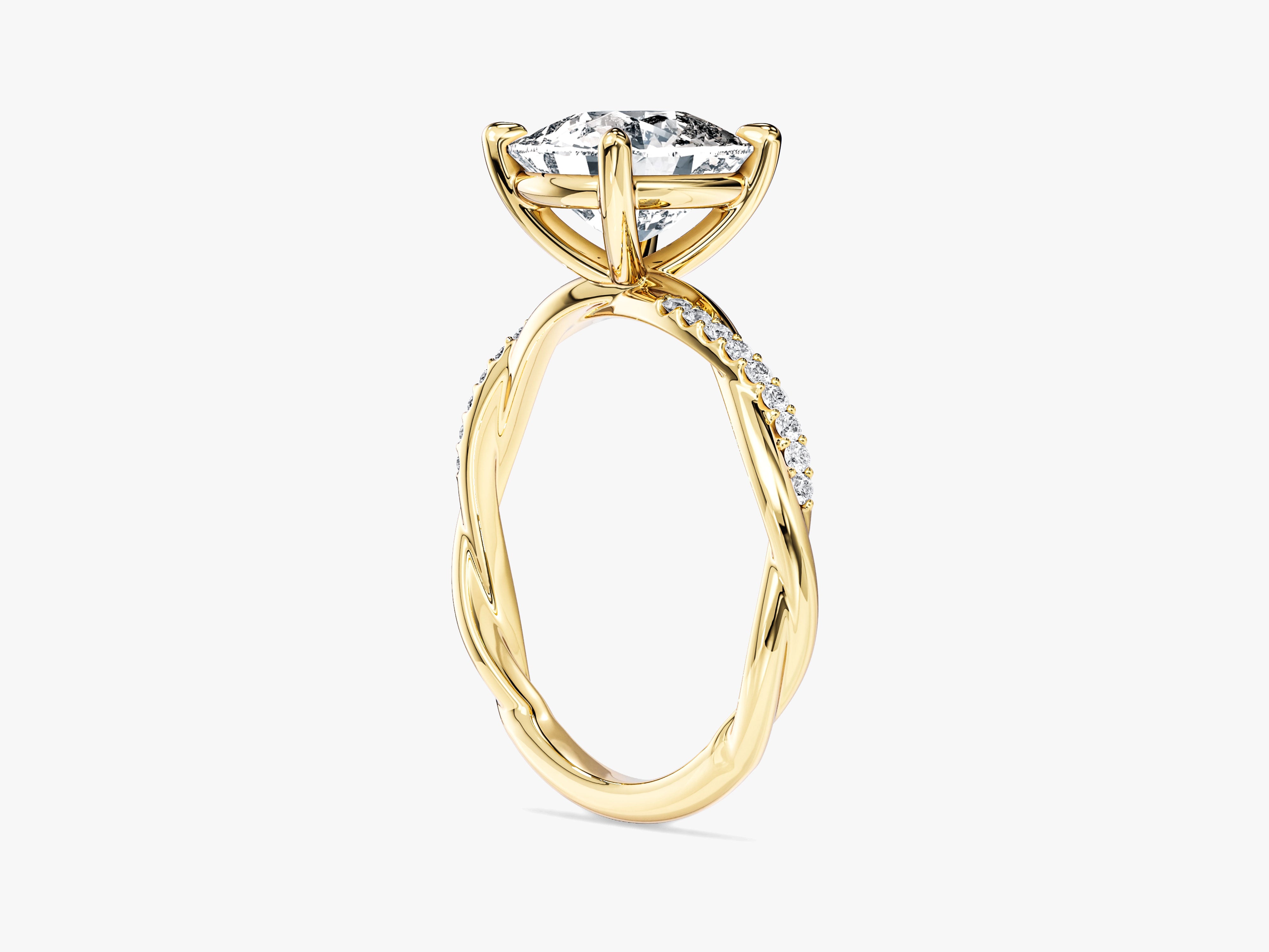 Cushion Twisted Lab Grown Diamond Engagement Ring with Pave Set Side Stones (3.00 CT)