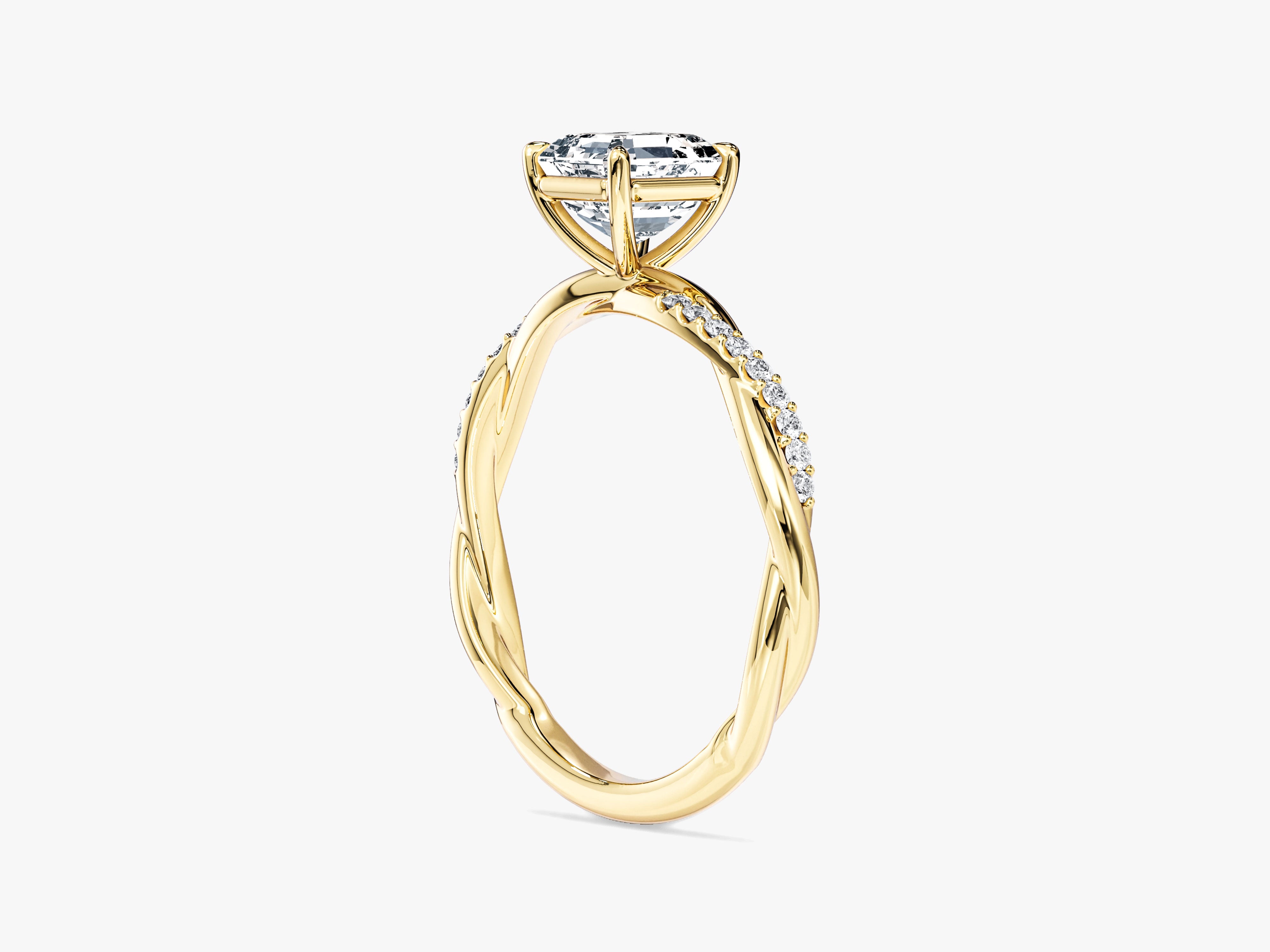 Twist Moissanit Verlobungsring im Asscherschliff mit Seitensteinen (1,00 CT)