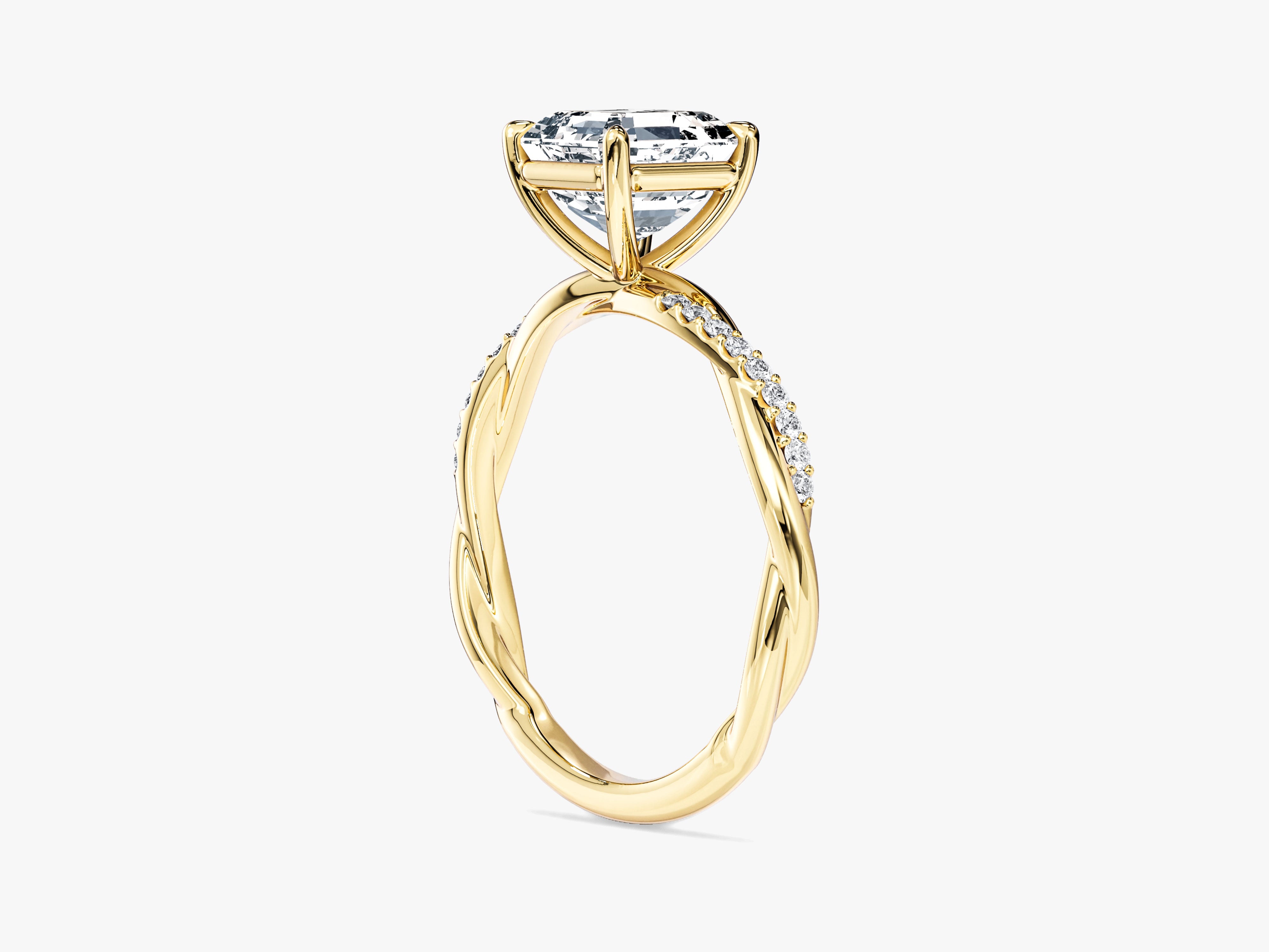 Twist Moissanit Verlobungsring im Asscherschliff mit Seitensteinen (1,50 CT)