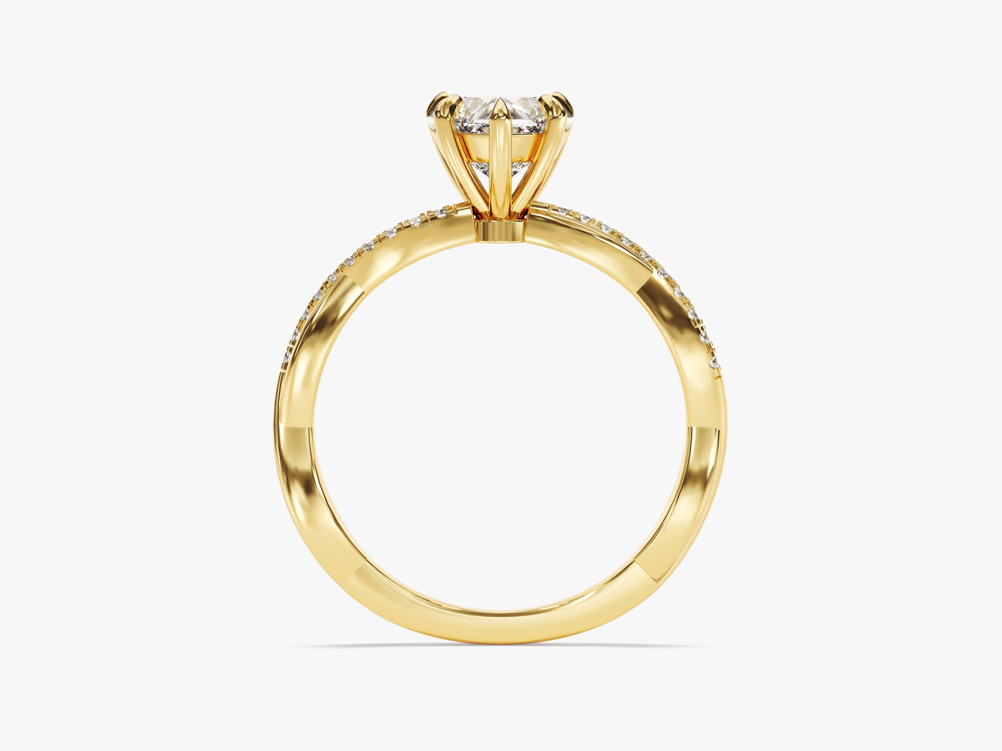 Twist Moissanit Verlobungsring im Herzschliff mit Seitensteinen (1.00 CT)