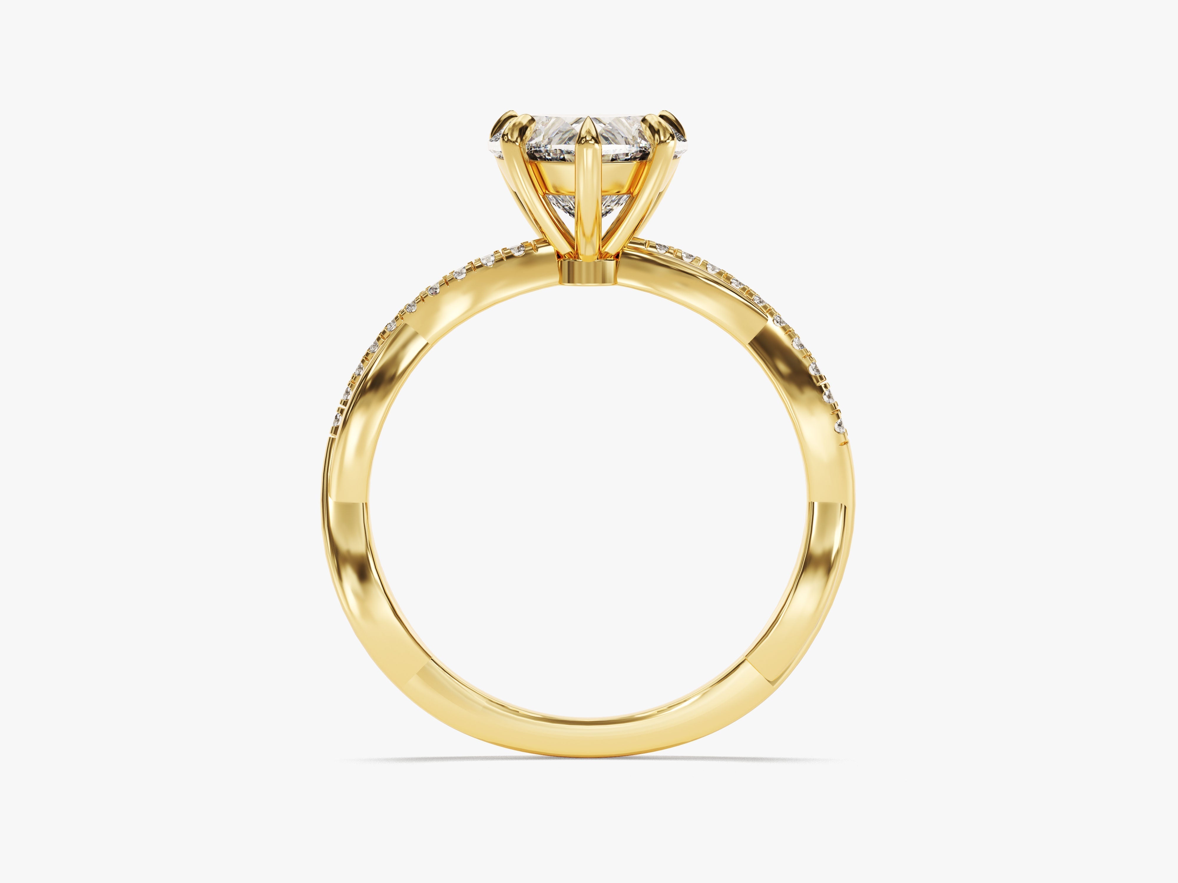 Twist Labordiamant Verlobungsring im Herzschliff mit Seitensteinen (1.50 CT)