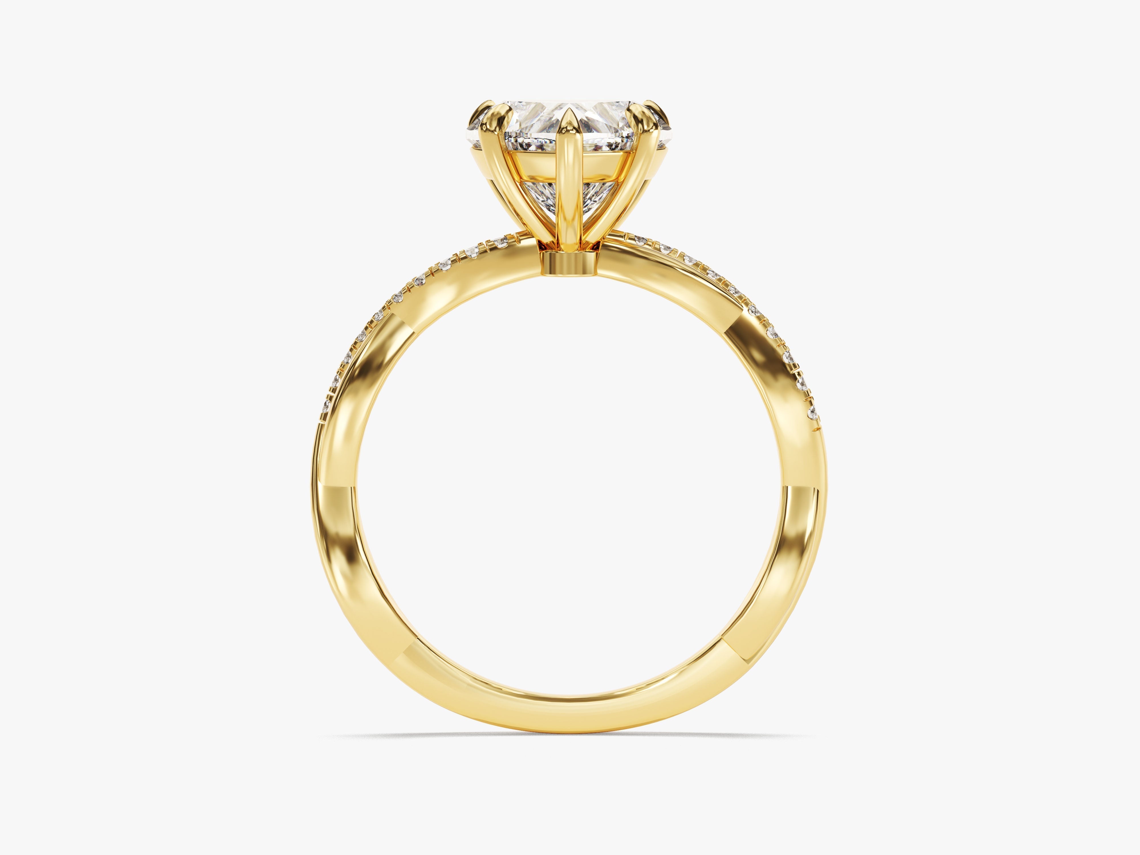 Twist Moissanit Verlobungsring im Herzschliff mit Seitensteinen (2.00 CT)