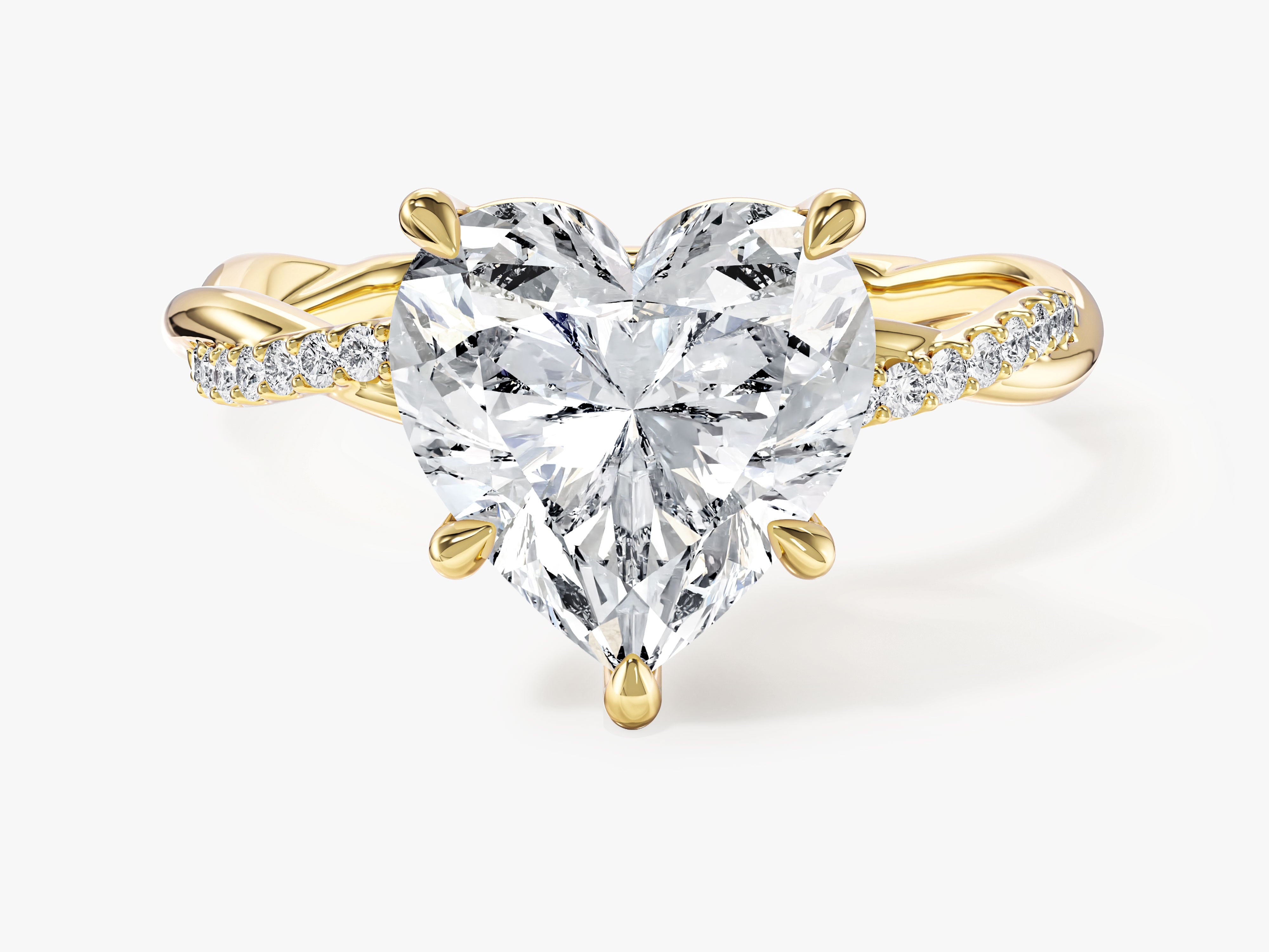 Twist Labordiamant Verlobungsring im Herzschliff mit Seitensteinen (3,00 CT TW)