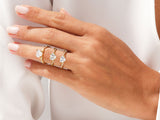 Diamond engagement rings on a hand, fine jewelry collection