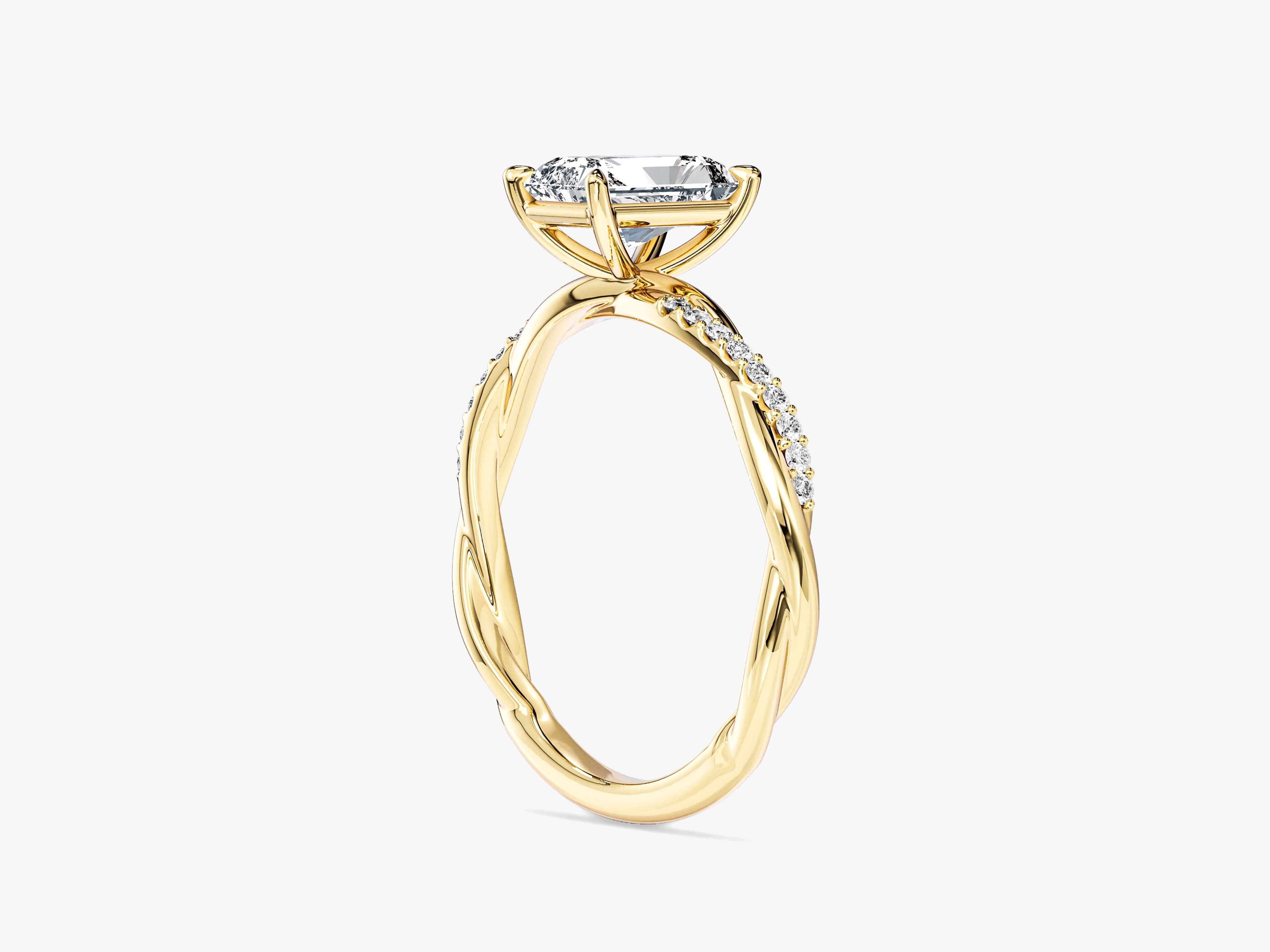Twist Moissanit Verlobungsring im Radiantschliff mit Seitensteinen (1,00 CT)