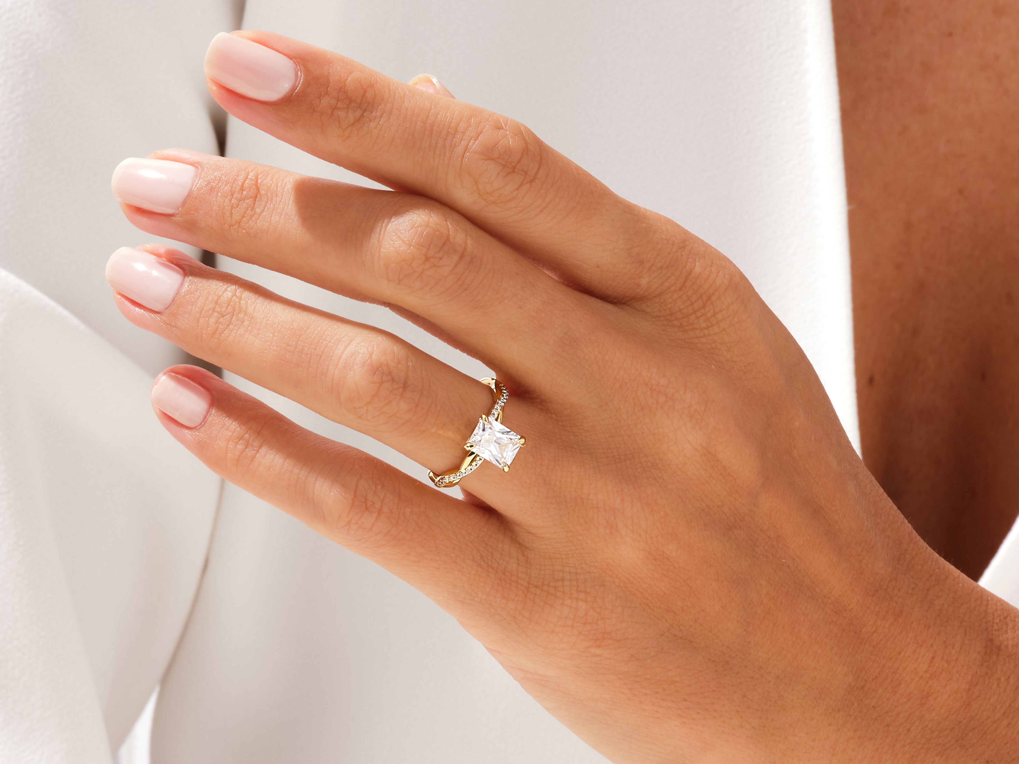 Diamond engagement ring on a woman's hand
