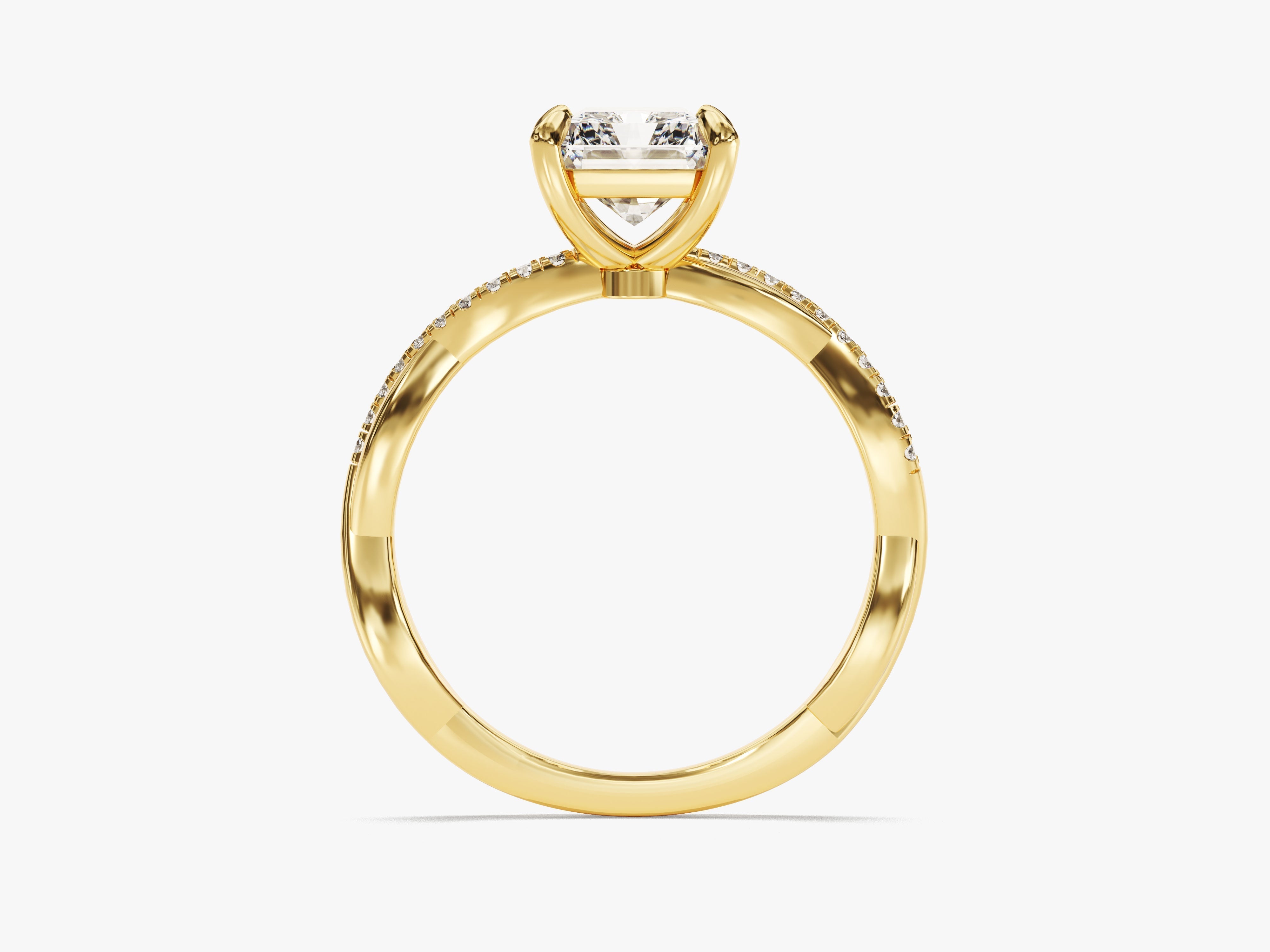 Twist Moissanit Verlobungsring im Radiantschliff mit Seitensteinen (2.00 CT)